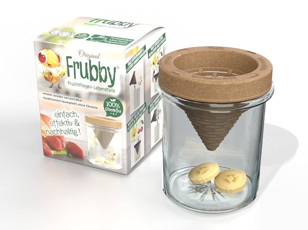 frubby® – Die nachhaltige Fruchtfliegen-Lebendfalle – geeignet für Taufliegen Obstfliegen Essigfliegen – wiederverwendbar – spülmaschinengeeignet – 100% plastikfrei – ohne Chemie (1er Pack)