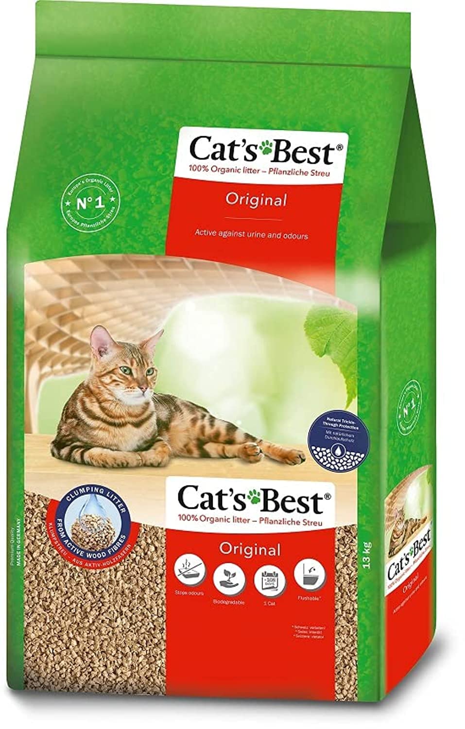 PetOk Classics Original Katzenstreu, 100 % pflanzliche Katzen Klumpstreu mit maximaler Saugkraft – bekämpft Gerüche natürlich aktiv