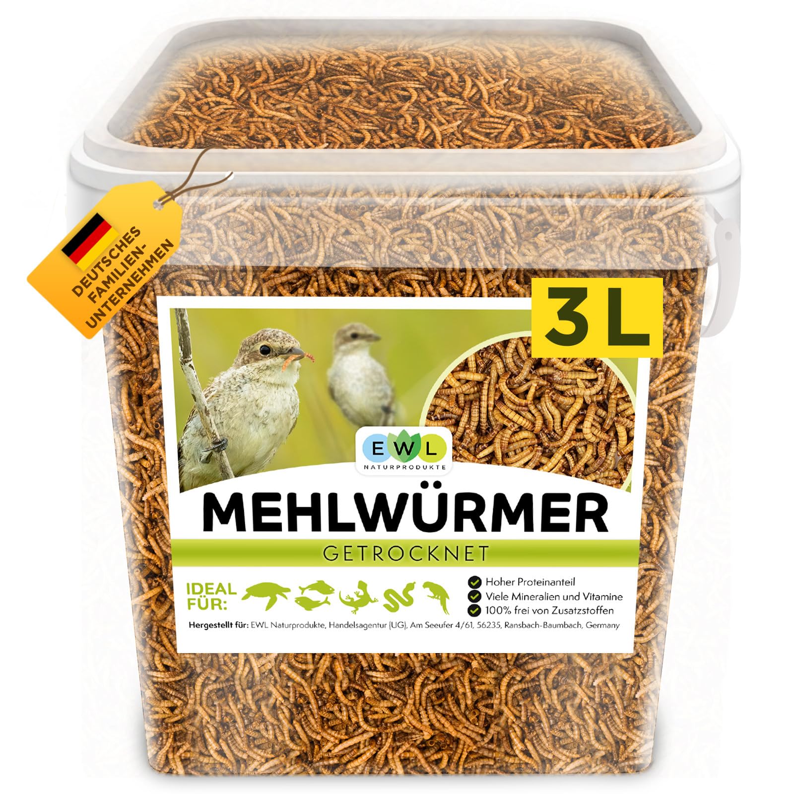 PetOk Classics Getrocknete Mehlwürmer, Premium Insektensnack Vögel, Fische, Schildkröten, Nager, Igel, Reptilien, Vogelfutter Wildvögel Ganzjährig Eichhörnchen Futter Hamsterfutter Igelfutter