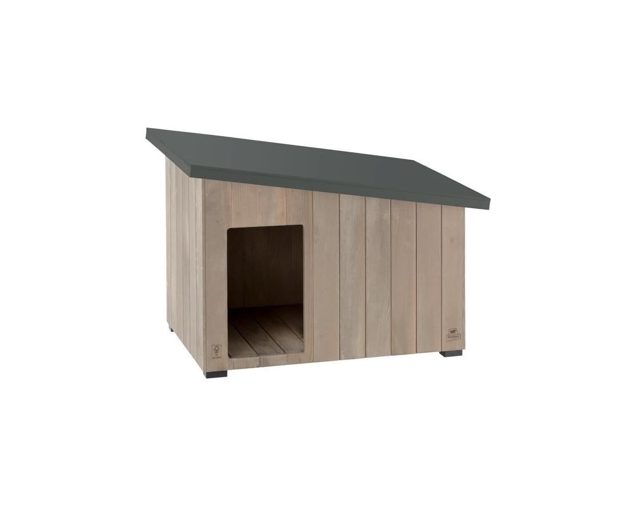 Ferplast Hundehütte kleine Hunde ARGO 50 aus FSC-Holz, Hundehaus Outdoor Wetterfest, Isolierende Kunststofffüße, 59 x 43 x h 45 cm.