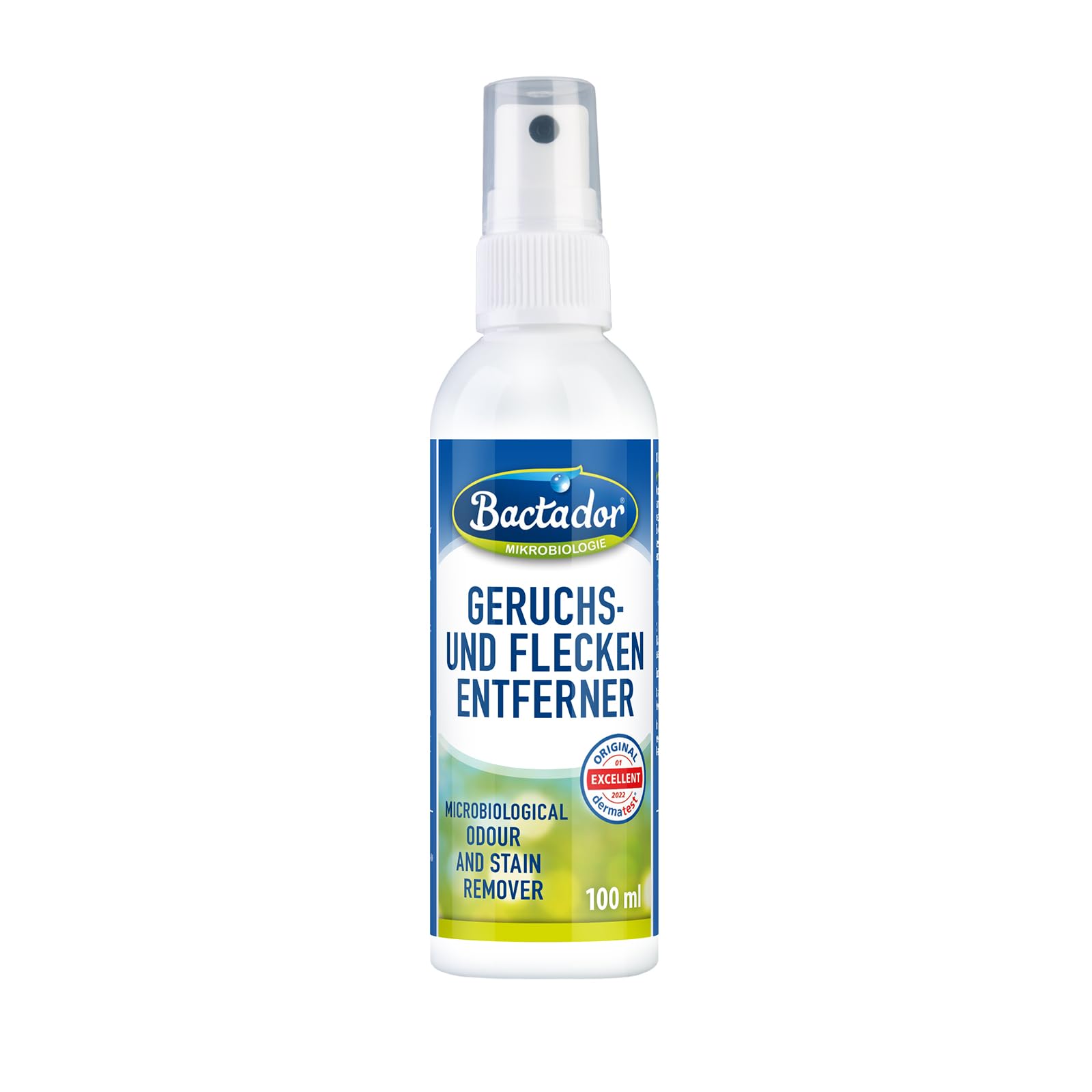 Bactador Enzymreiniger – Geruchsentferner & Fleckenentferner Spray 100ml – Mikrobiologischer Geruchsneutralisierer – Porentiefe Reinigung in Haushalt und Tierhaltung – Hundeurin/Katzenurin Entferner