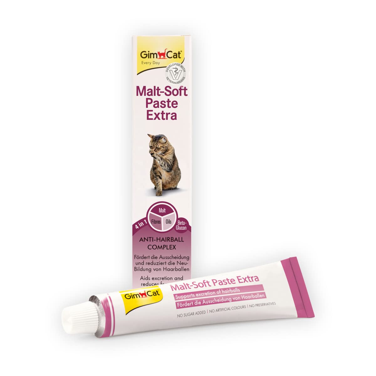 GimCat Malt-Soft Paste Extra – Anti-Hairball Katzensnack fördert Ausscheidung von Haarballen – 1 Tube (1 x 200 g)