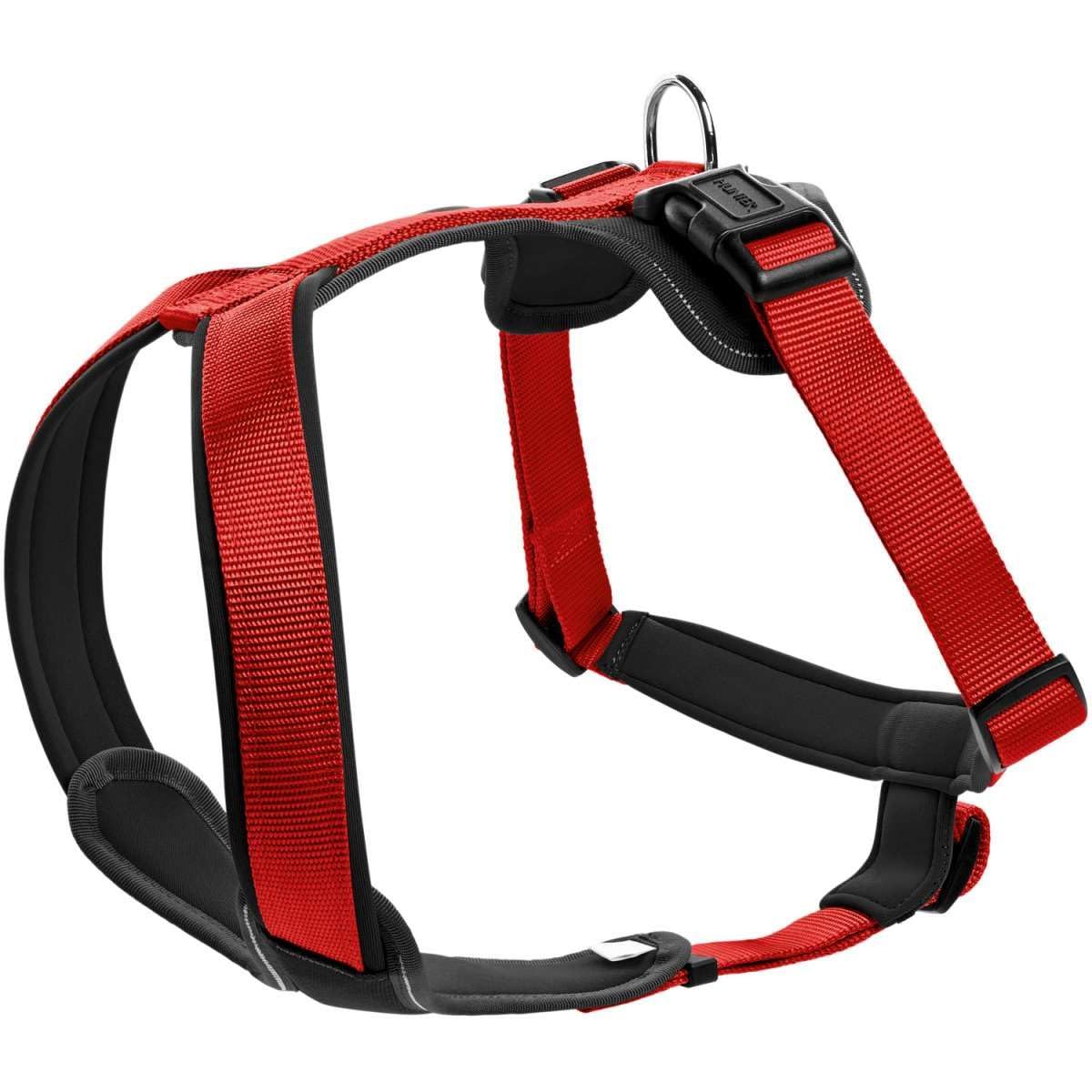 HUNTER NEOPREN Hundegeschirr, Nylon, gepolstert mit Neopren, L 72 – 91 cm, rot/schwarz