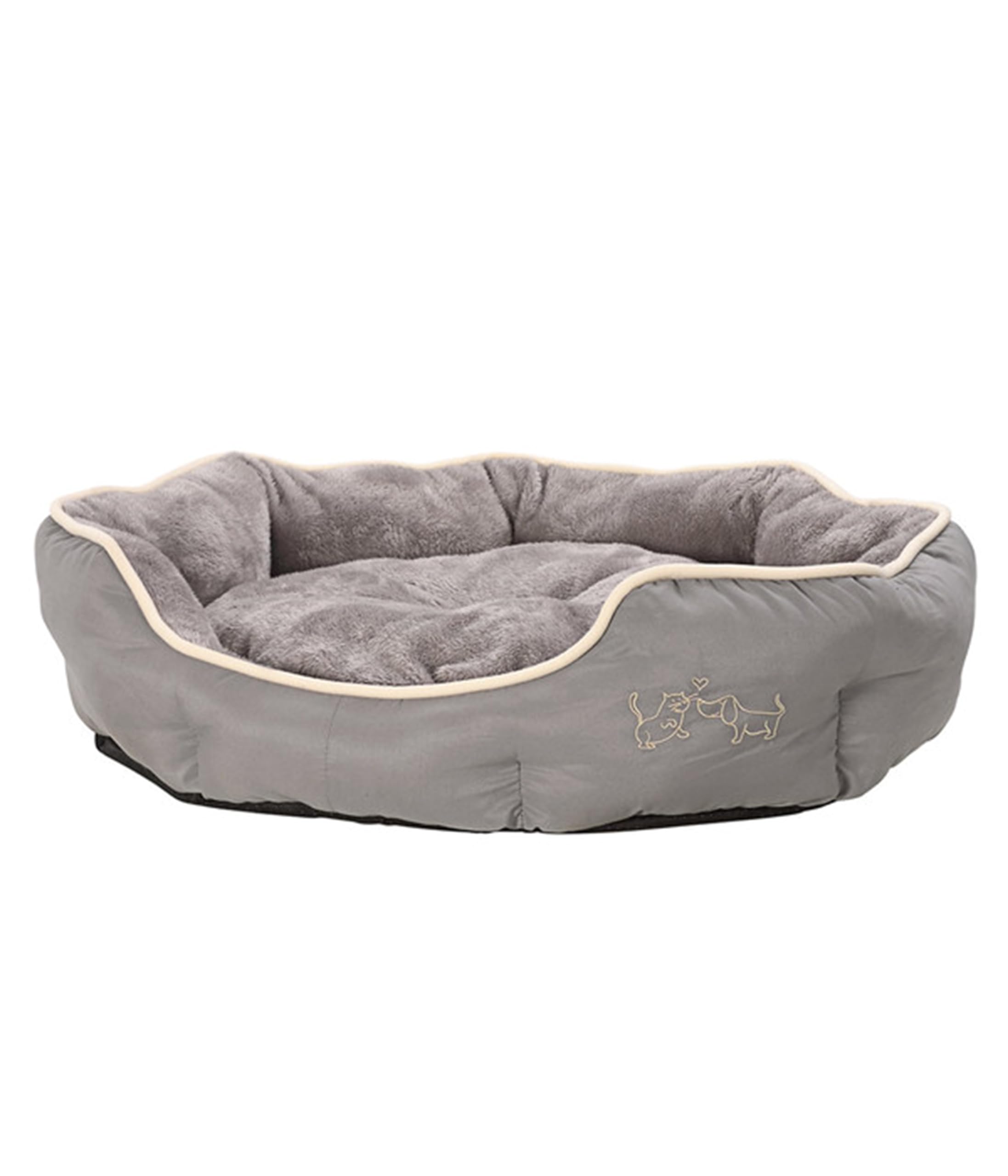 Dehner Lieblinge Hundebett und Katzenbett Sammy, oval, ca. 57 x 52 x 14 cm, Polyester, grau