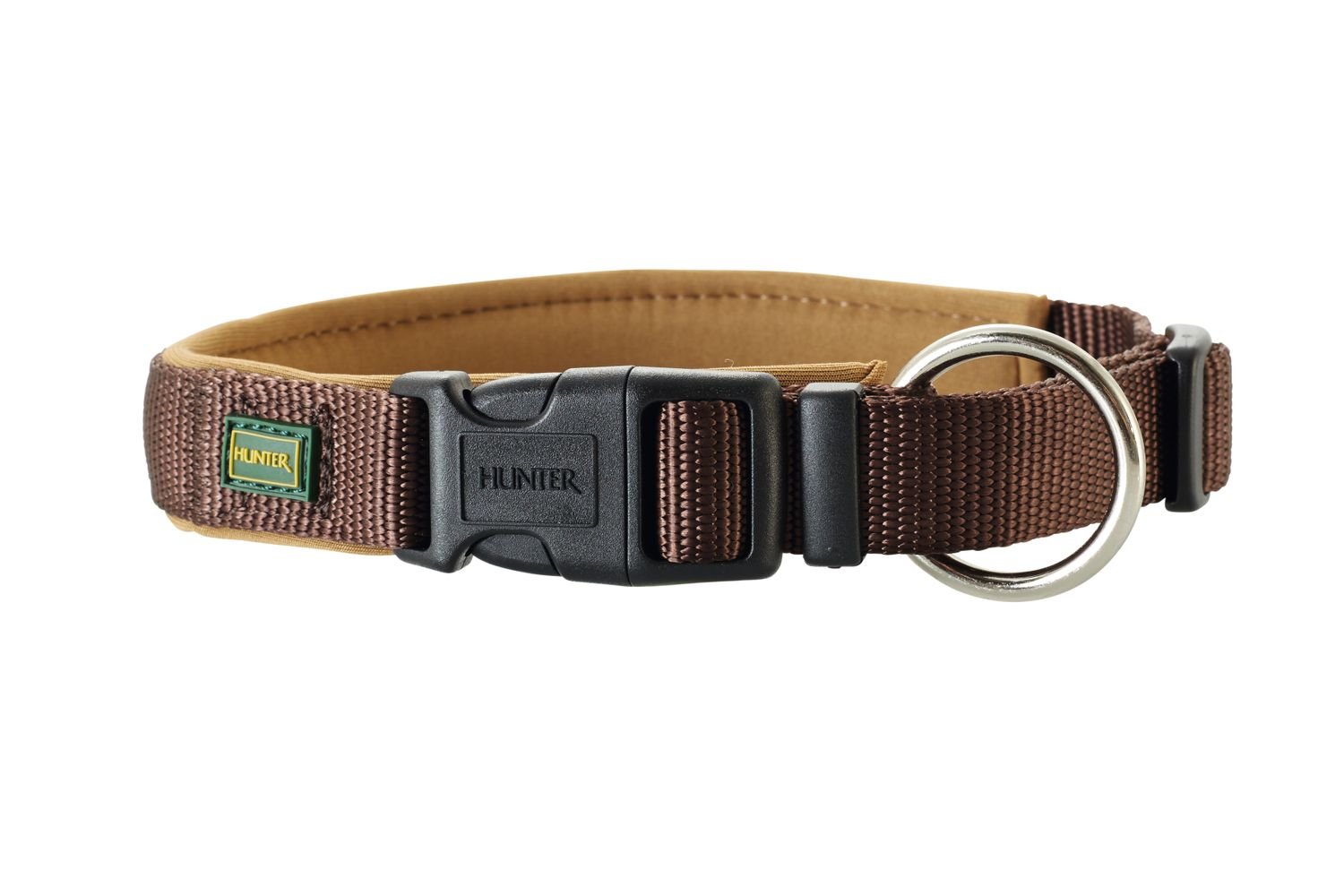 HUNTER NEOPREN VARIO PLUS Halsung, Hundehalsband, Nylon, mit Neopren gepolstert, 40-45 (M), braun/karamell