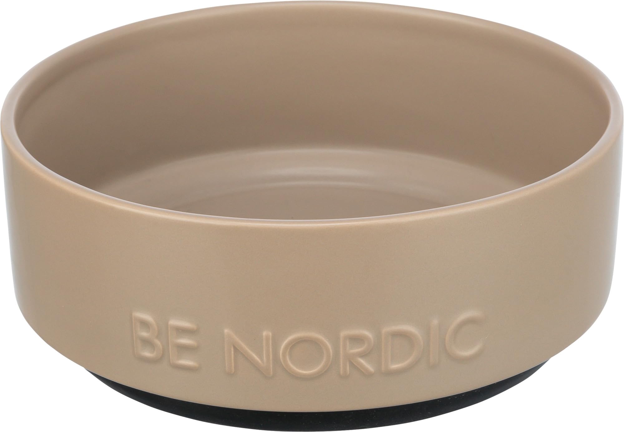 TRIXIE Hundenapf aus Keramik BE NORDIC 1200 ml taupe – moderner Fressnapf für große Hunde ø 18 cm Keramiknapf mit rutschfester Gummierung – 24527