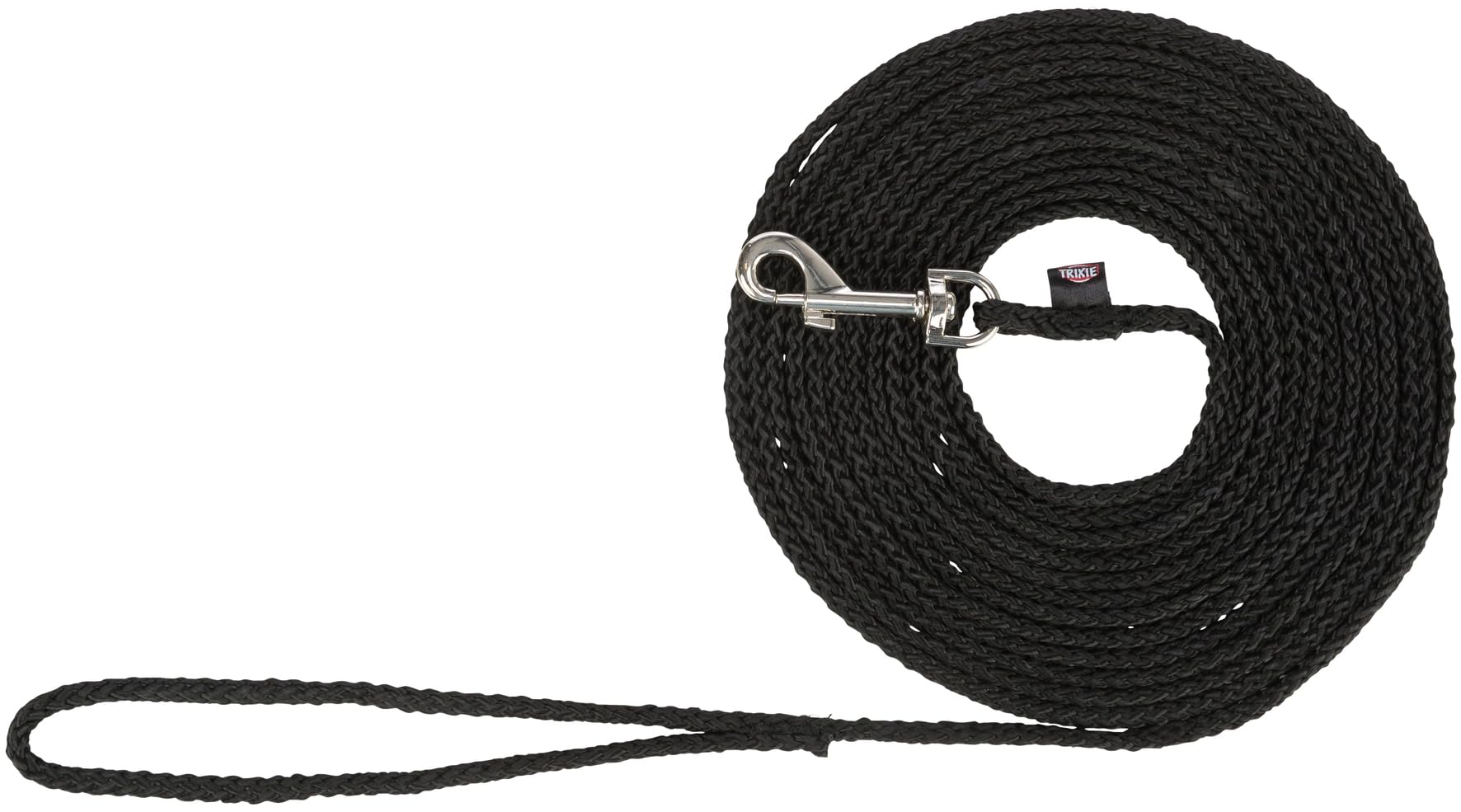 TRIXIE Schleppleine S–M, 15 m ø 5 mm in schwarz – Lange Hundeleine für Training und Outdoor – für kleine bis mittelgroße Hunde – 19771