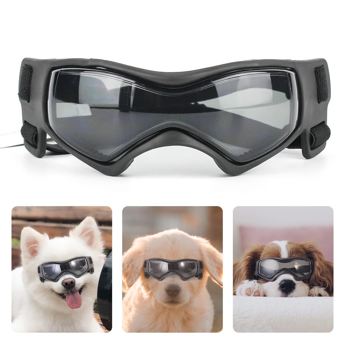 PEDOMUS Sonnenbrille für Hunde, UV-Sonnenbrillen Wasserdichter Schutz für kleine Hunde Staub- und Winddicht, Augenschutz, geeignet zum Autofahren, Ausgehen, täglich