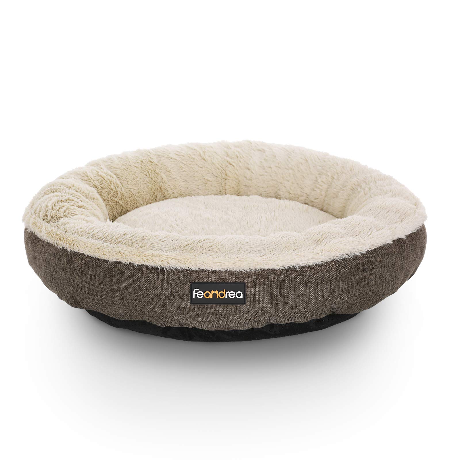 Feandrea Hundebett, Hundekorb, Katzenbett, Donut, rund, Ø 55 cm, braun PGW55C