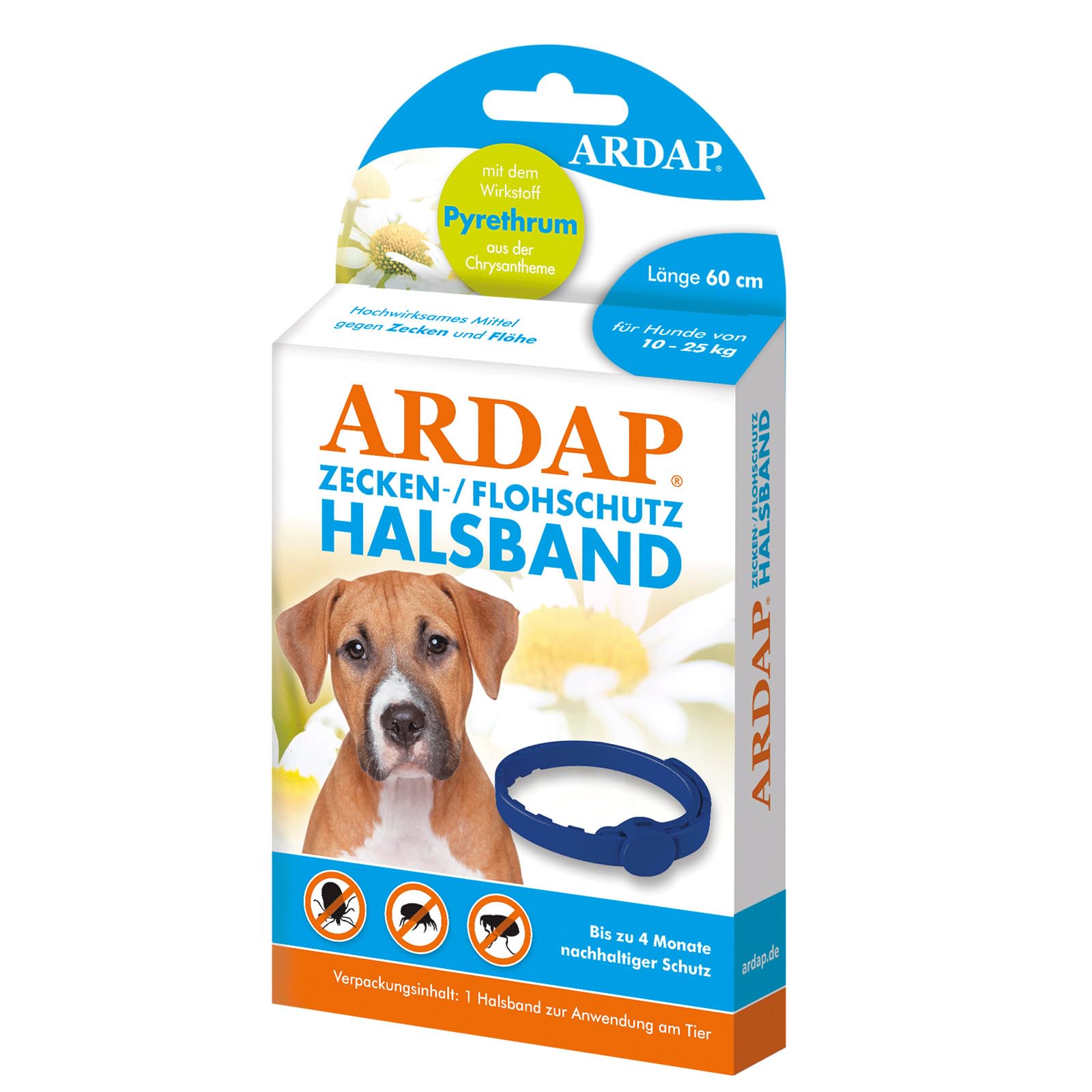 ARDAP Zecken- & Flohschutzhalsband für Hunde bis 25kg – Bis zu 4 Monate nachhaltiger Langzeitschutz – Natürlicher Wirkstoff gegen Zecken & Flöhe