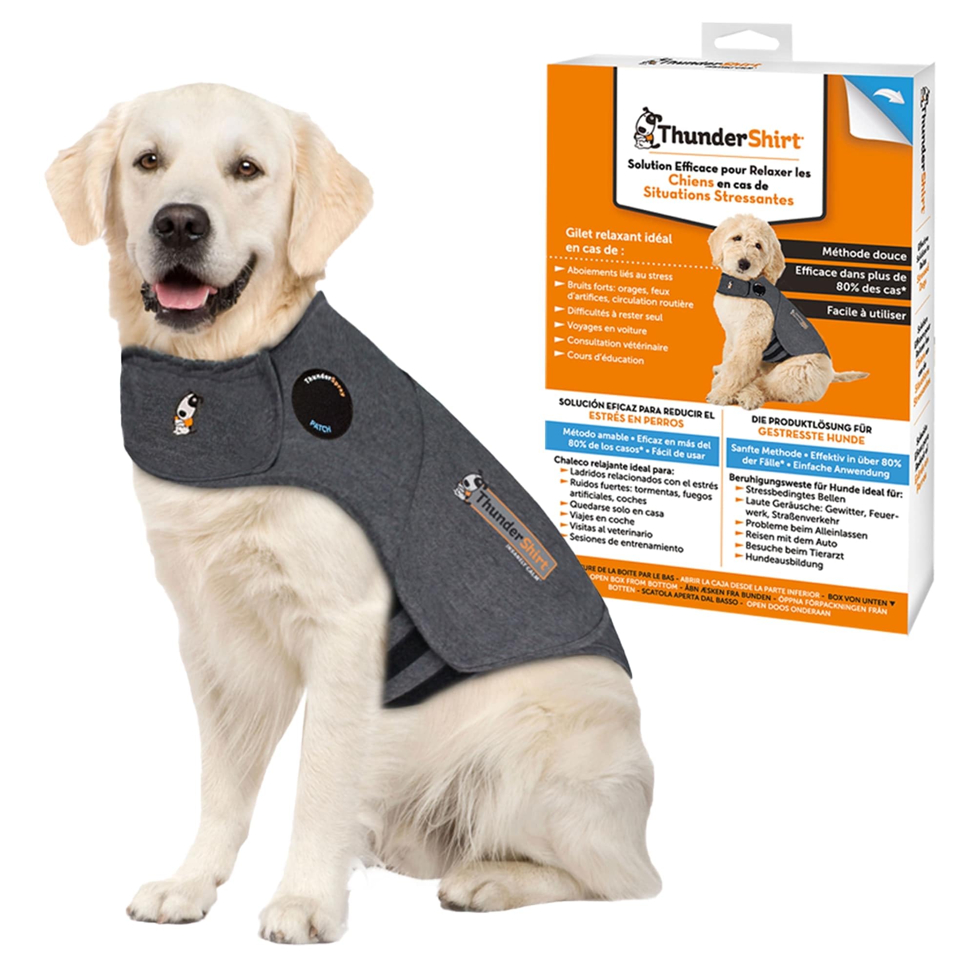 Thundershirt Beruhigungsweste, Hundemantel für ängstliche Hunde, Größe XL, grau, 99005