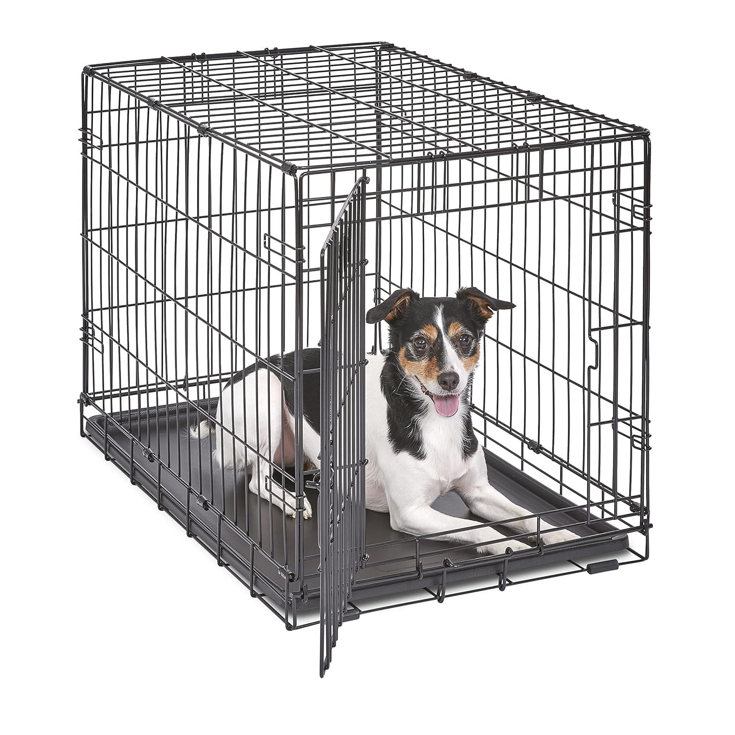 MidWest Homes for Pets iCrate Modell 1530 Hundebox, ca. 76 cm lang, mit Einzeltür, auslaufsicherer Bodenwanne, Bodenschutzfüßen, Trenneinsatz und patentierten Funktionen, schwarz