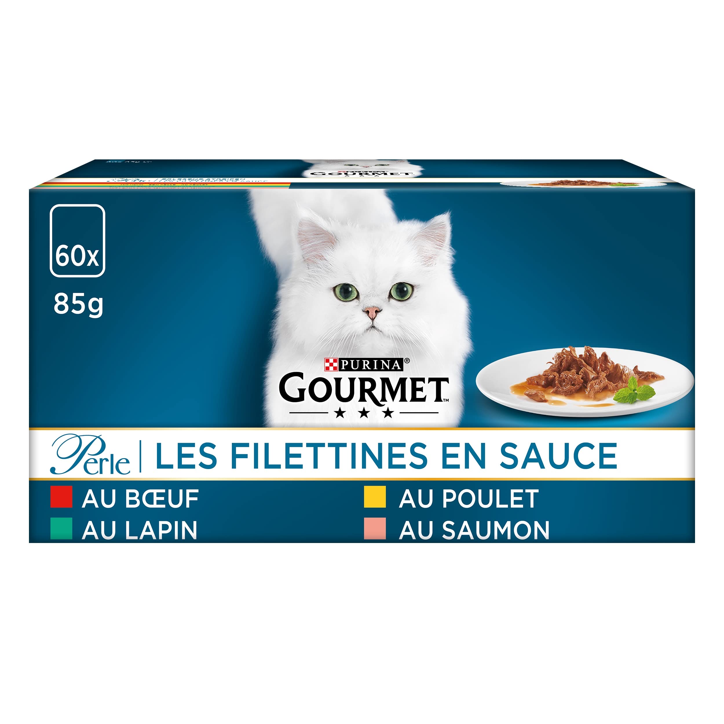 Gourmet Perle Erlesene Streifen Katzenfutter nass, Sorten-Mix, 60er Pack (60 x 85g)