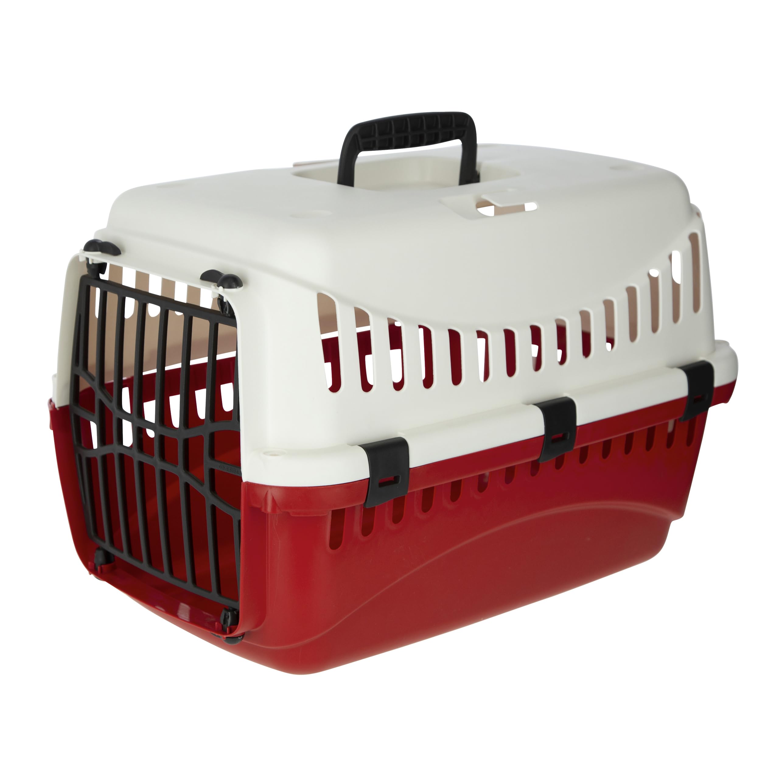 Kerbl 81348 Transportbox Expedion (Tiertransportbox Haustiere Katzen Hunde Kaninchen) aus Kunststoff 45x30x30 cm Creme/Bordeaux