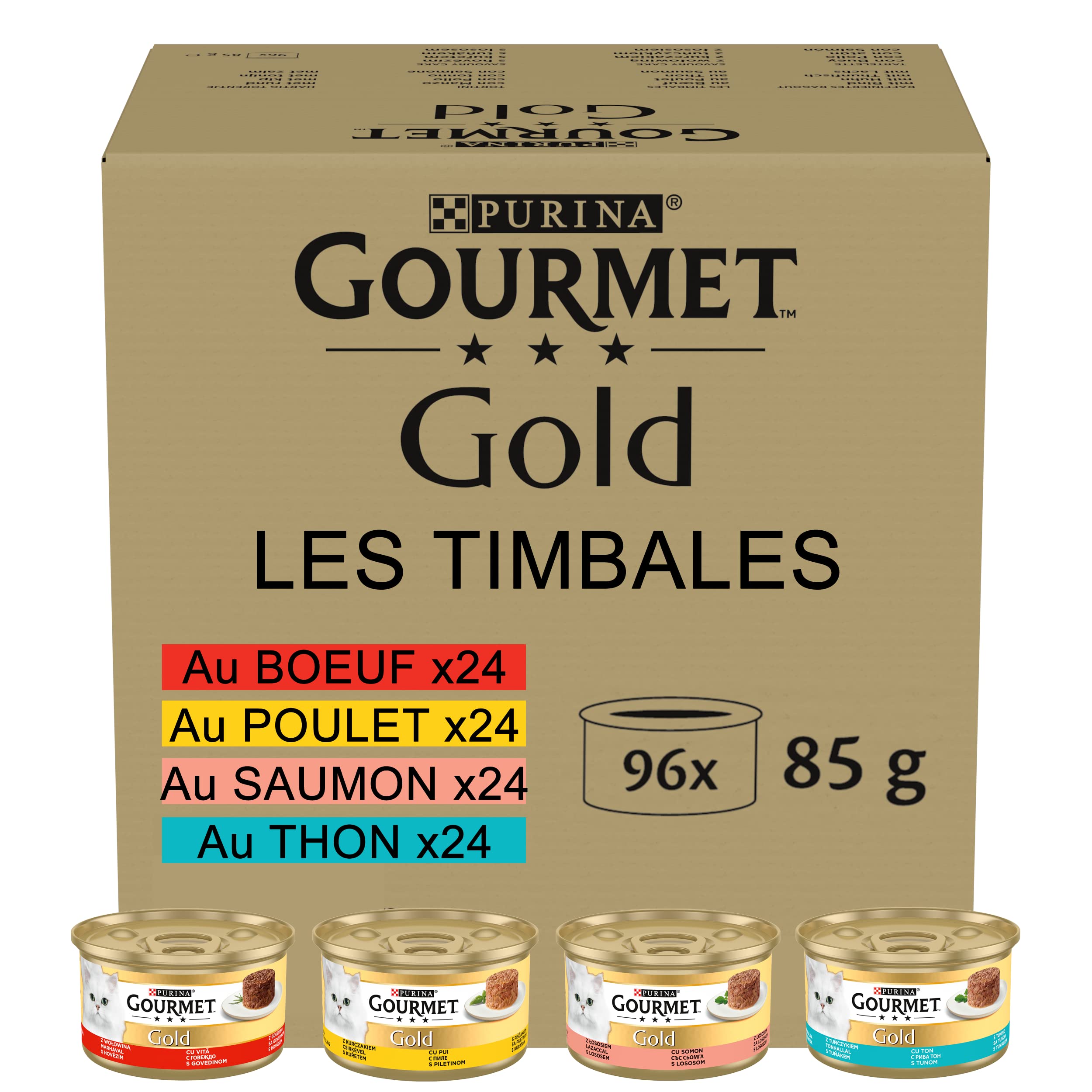 Gourmet Gold Raffiniertes Ragout Katzenfutter nass, Sorten-Mix, 96er Pack (96 x 85g)