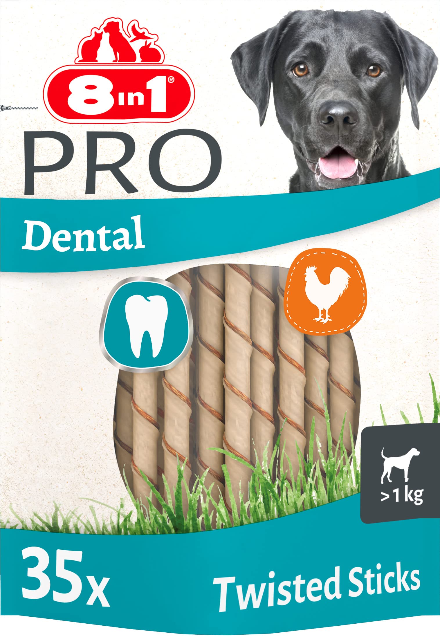 8in1 Pro Dental Twisted Sticks – gesunde Kaustangen für Hunde zur Zahnpflege, 35 Stück