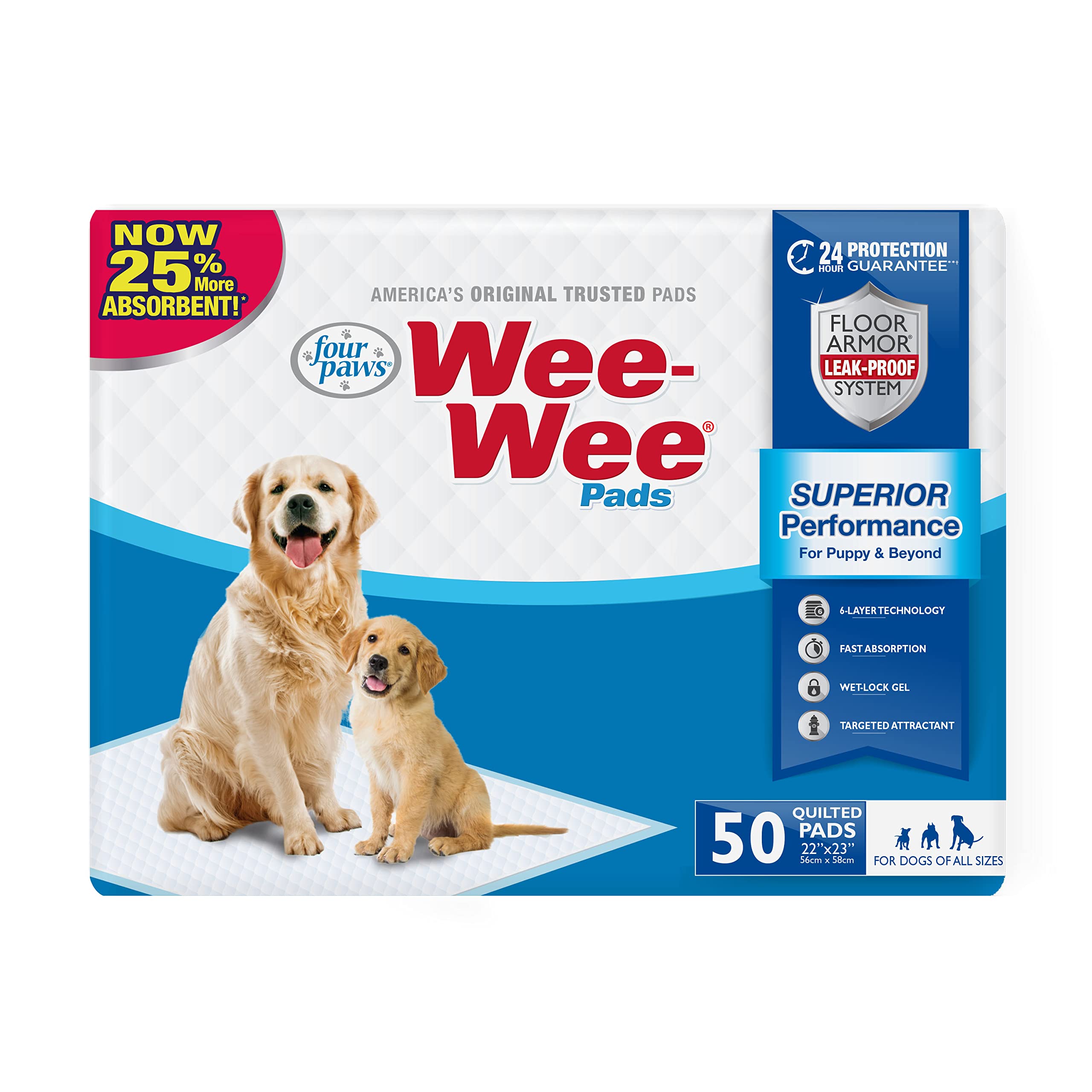 Interpet 301635 Four Paws – Wee Wee-Hygieneunterlagen, 50-er pack