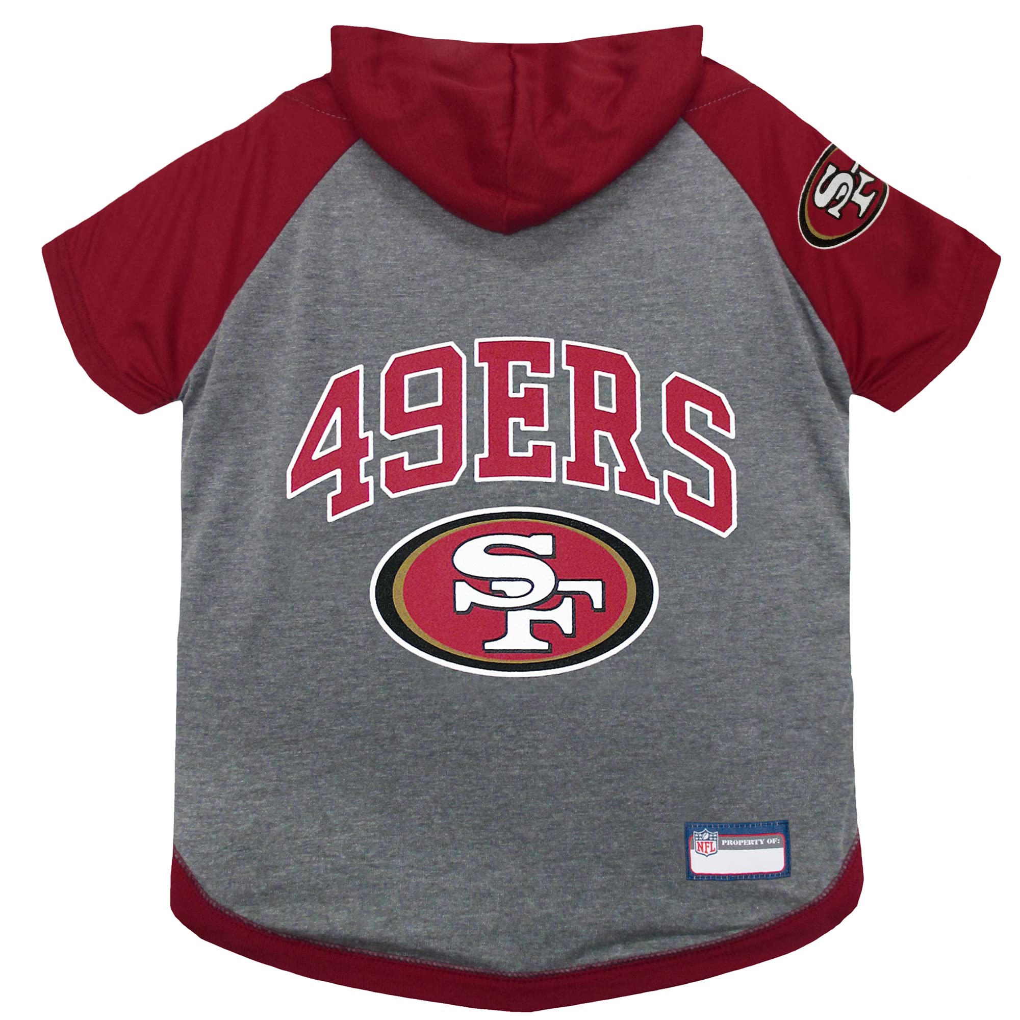 NFL Hoodie T-Shirt für Hunde und Katzen | Fußballshirt mit Kapuze, erhältlich in Allen 32 NFL Teams., San Francisco 49ers, X-Small, San Francisco 49Ers