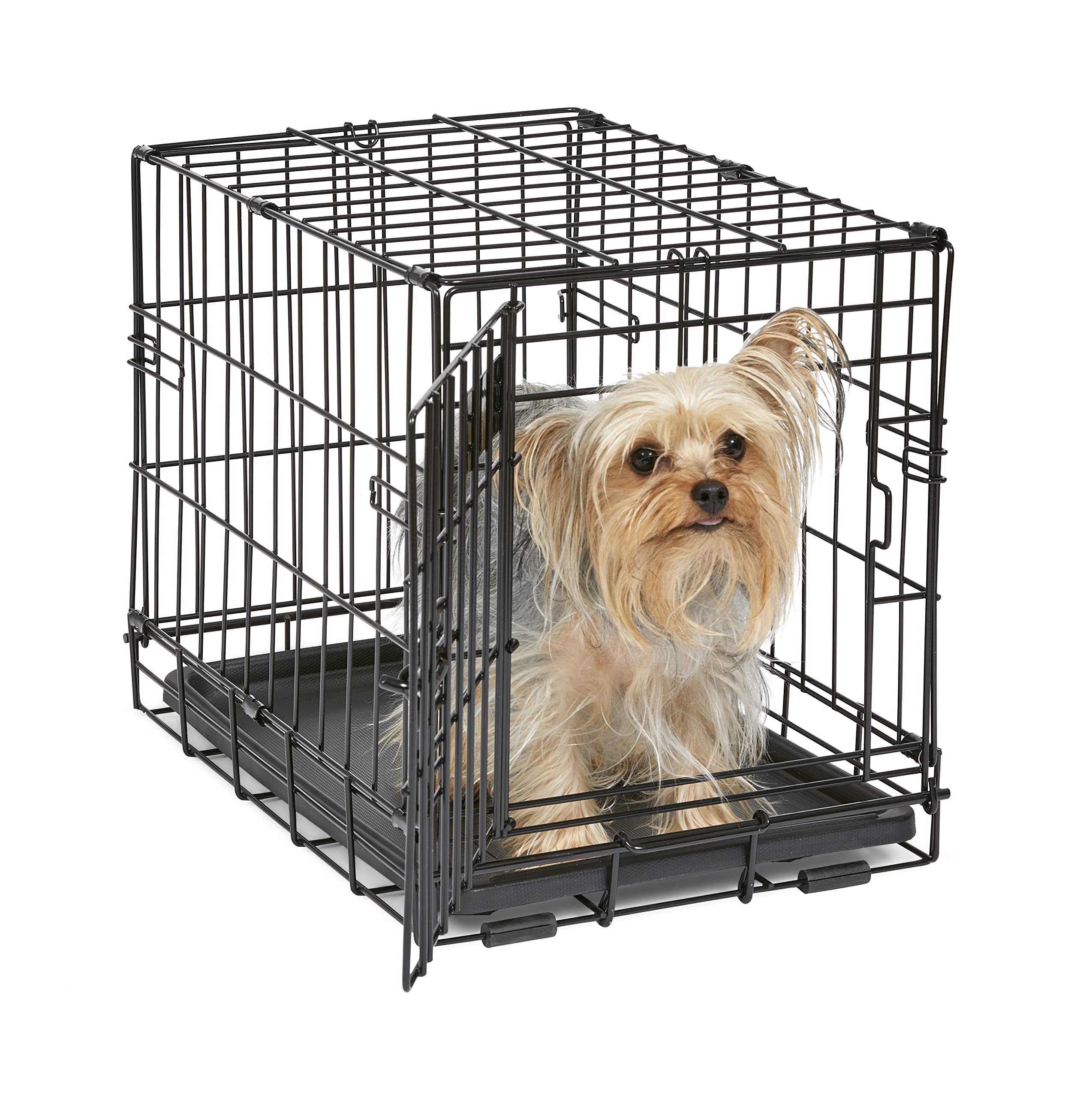 MidWest Homes for Pets iCrate Modell 1518 Hundebox, ca. 46 cm lang, mit Einzeltür, auslaufsicherer Bodenwanne, Bodenschutzfüßen, Trenneinsatz und patentierten Funktionen, schwarz