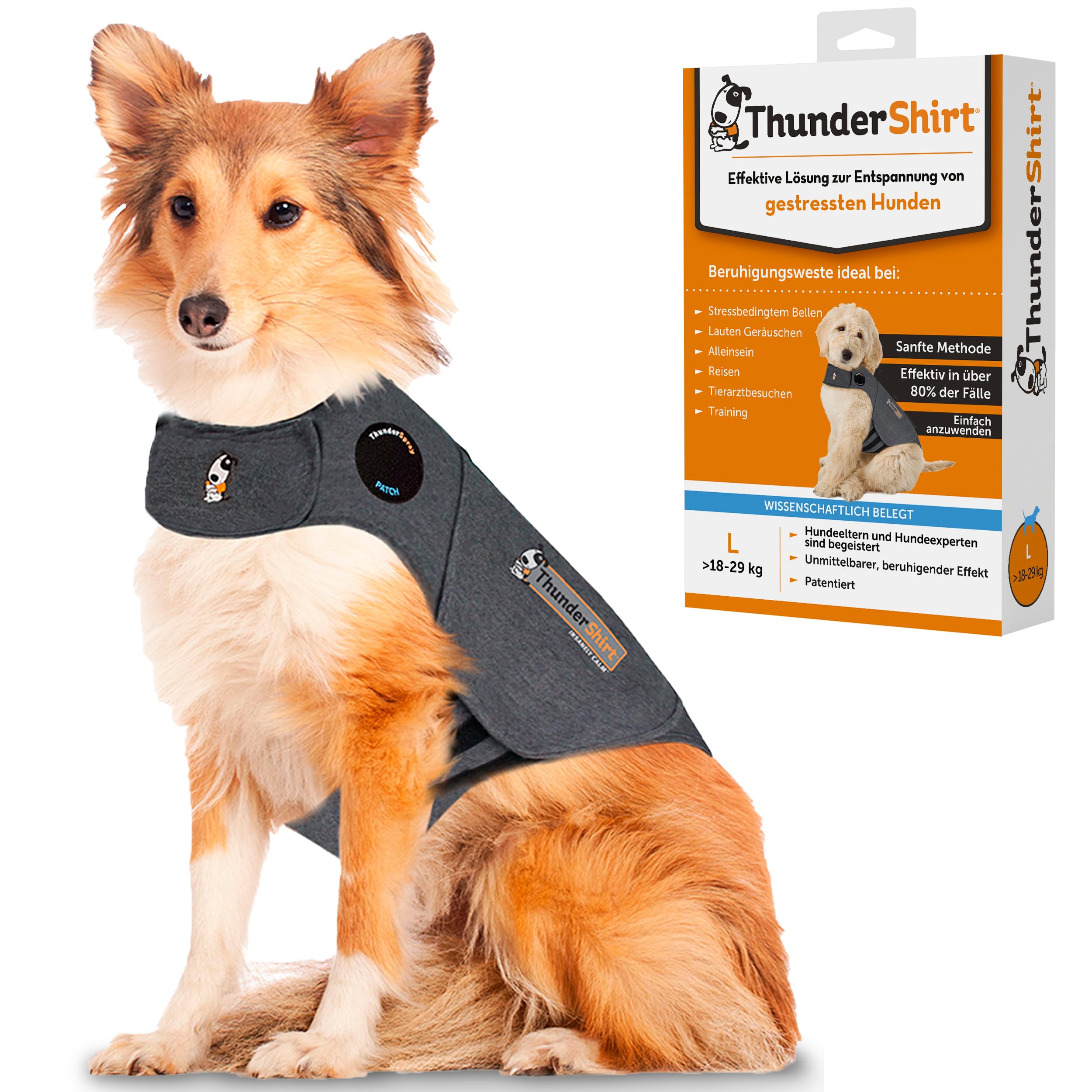 Thundershirt: Beruhigungsweste für Hunde – Grau – Größe L