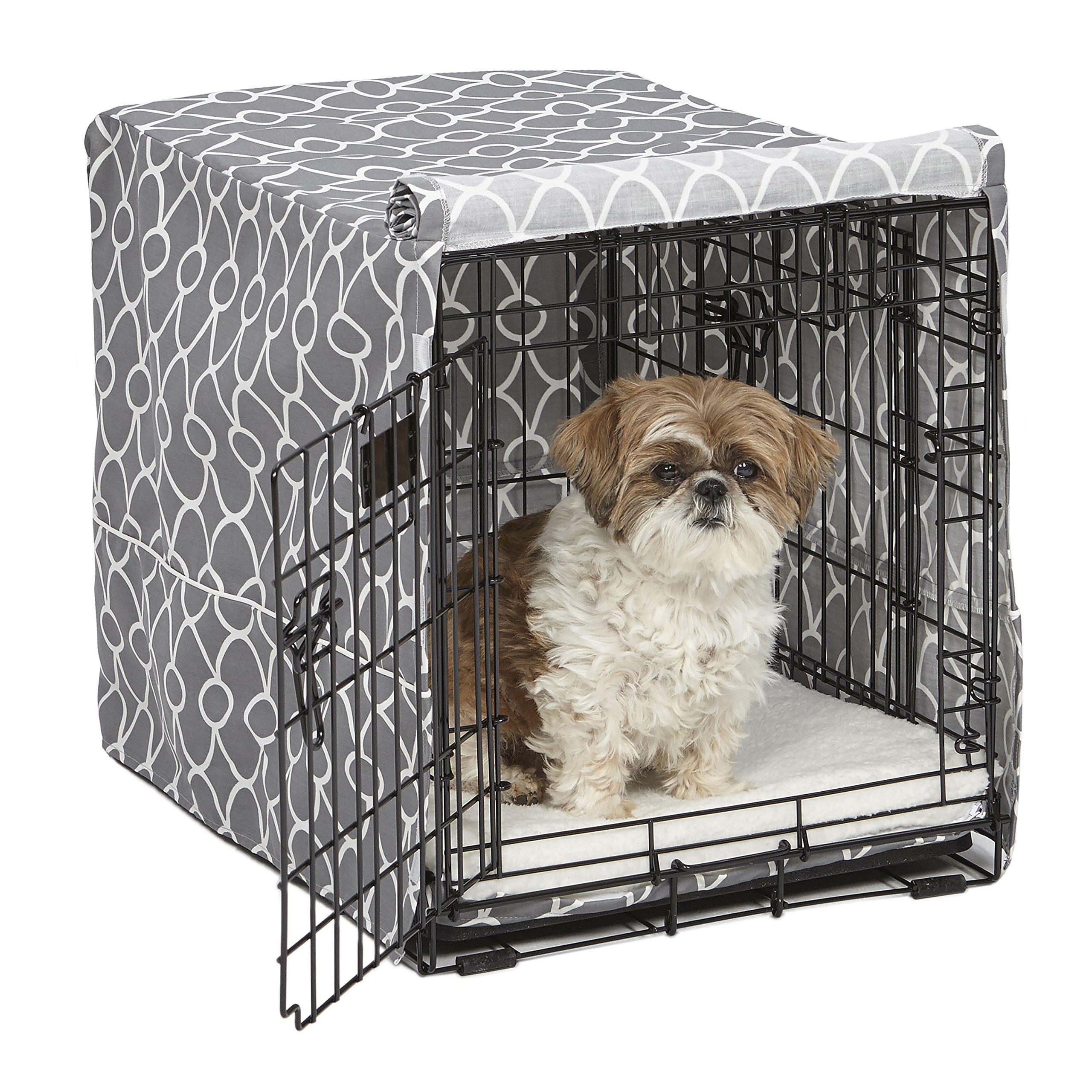 MidWest Homes for Pets CVR24T-GY Hundebox-Abdeckung, Stoff mit Teflonschutz, Sichtschutz für 61 cm lange Hundeboxen von MidWest und New World, maschinenwaschbar und trocknergeeignet