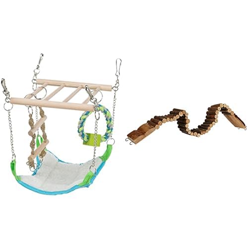 TRIXIE 6298 Hängebrücke, 17 × 22 × 15 cm & 6221 Natural Living Leiter, 7 × 55 cm