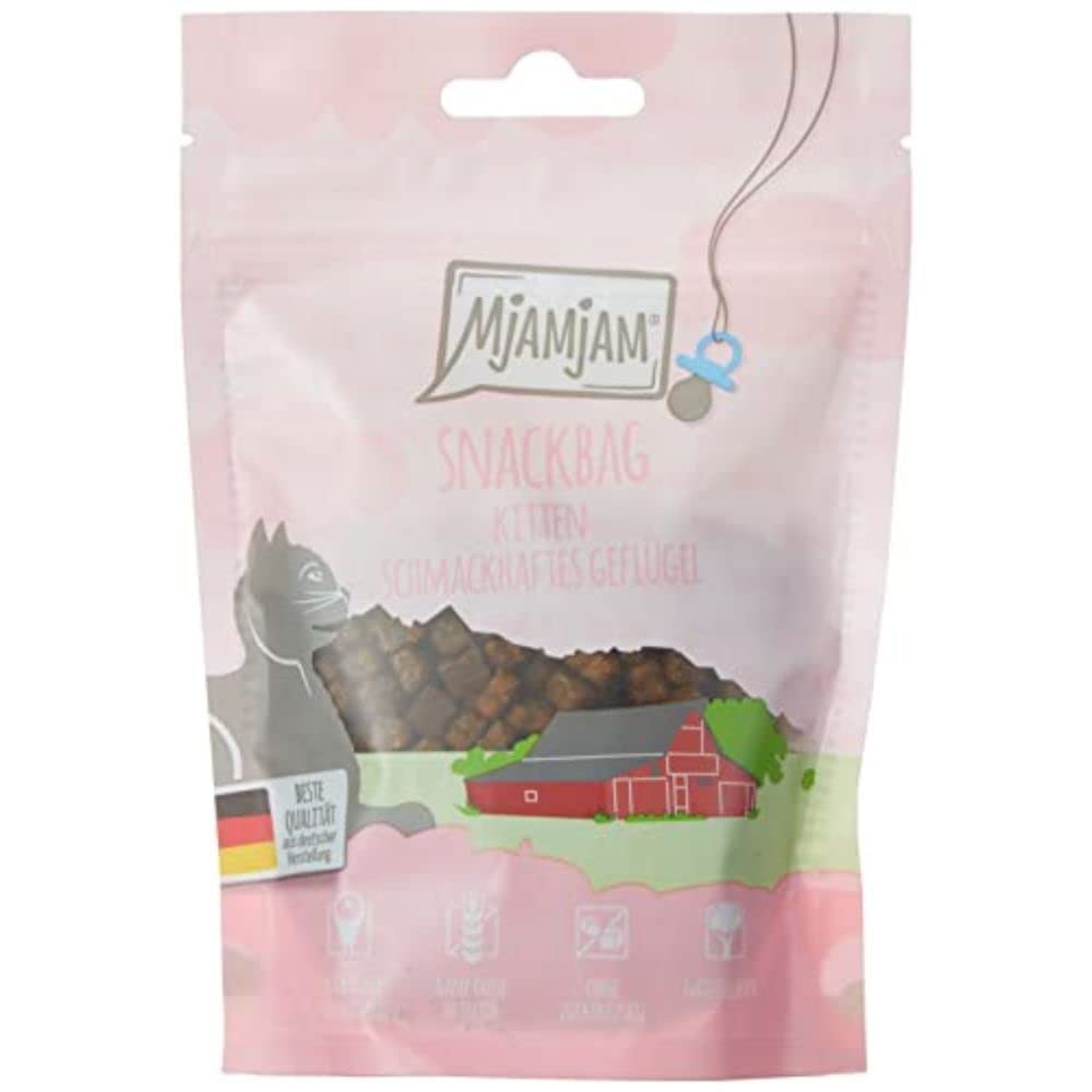 MjAMjAM – Premium Snack für Kitten – Snackbag – Kitten schmackhaftes Geflügel, 1er Pack (1 x 125 g), naturbelassen ganz ohne synthetische Konservierungsstoffe