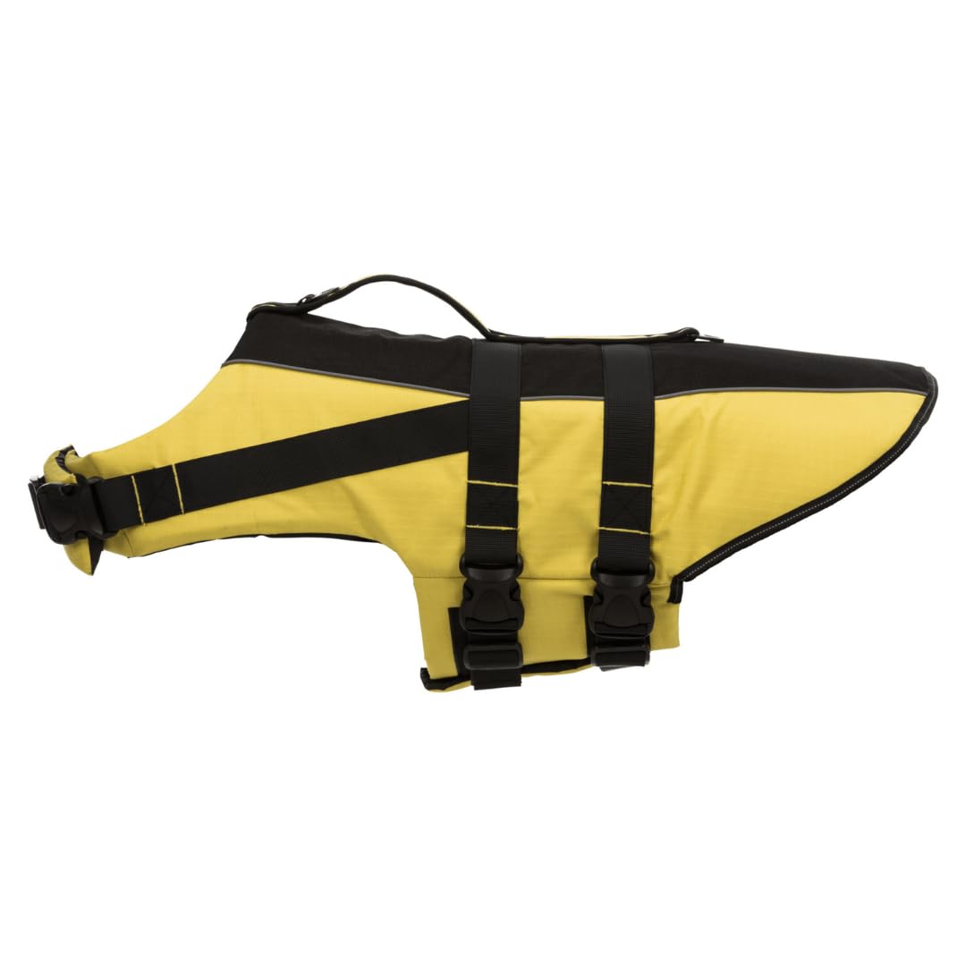 TRIXIE Hunde-Schwimmweste XS: 28 cm (bis 12 kg) neon-gelb – schnell trocknende Rettungsweste Hund mit Rettungsgriff für mehr Sicherheit bei Wasseraktivitäten wie Bootsausflüge & SUB – 30125