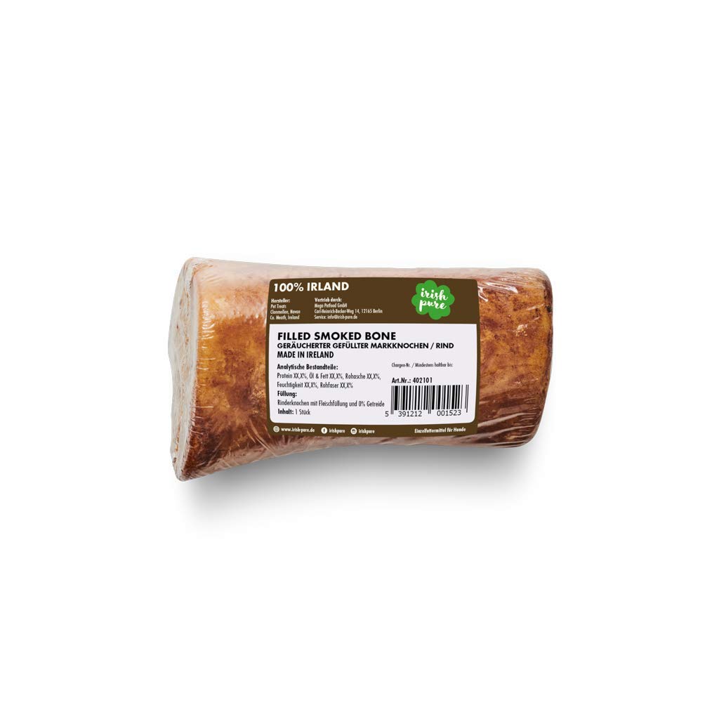 Irish Pure Filled Smoked Bone Premium Kauknochen vom Rind für Hunde | Vitamine | Premium | Getreidefrei | Sensitiv | Hundeknochen aus Irland