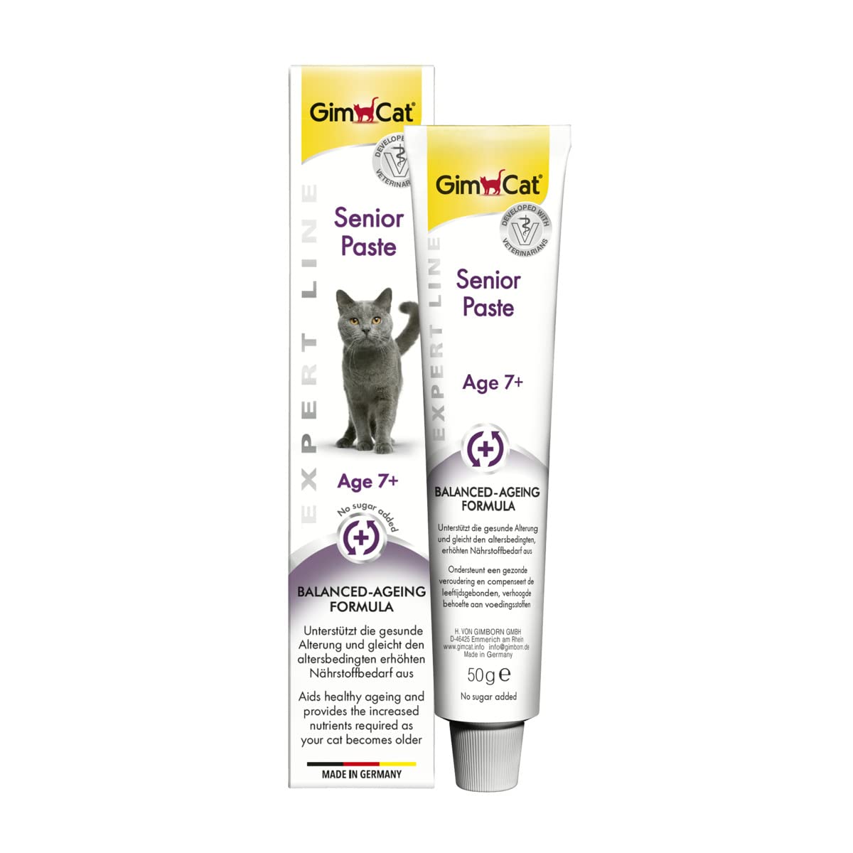 GimCat EXPERT LINE Senior Paste – Funktionaler Katzensnack unterstützt gesunde Alterung von Katzen ab 7 Jahren – 1 Tube