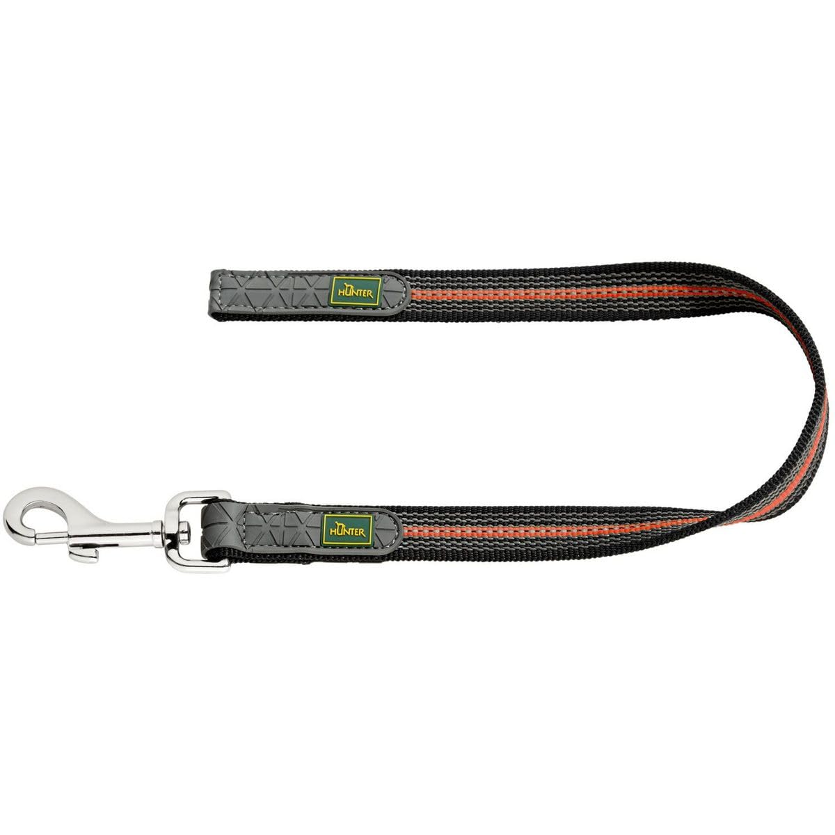 Hunter Visby Super Grip griffiger Kurzführer für Hunde, schwimmfähig und reflektierend, orange, 20/50