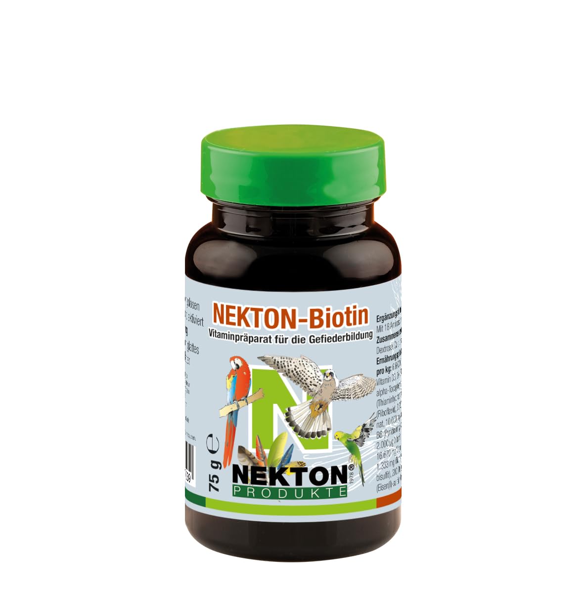 NEKTON-Biotin | Vitaminpräparat zur Gefiederbildung für alle Vögel | Made in Germany (75g)