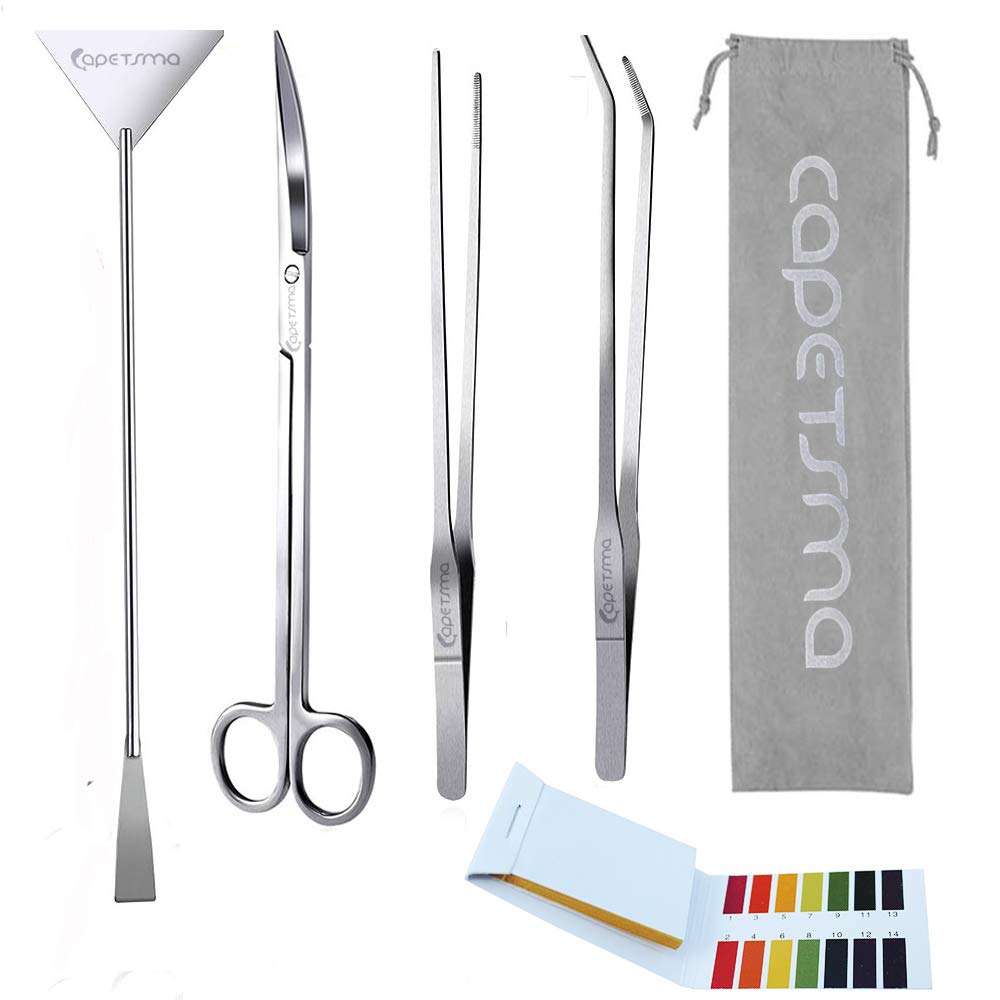 Capetsma Aquascaping Tools, Long Stainless Steel Aquarium Plant Tools Aquarium Tweezers Scissors Spatula Tool Set Bonsai Kit Algae Scrapers Aquarium Cleaning Kit for Fish Tank Starter kit