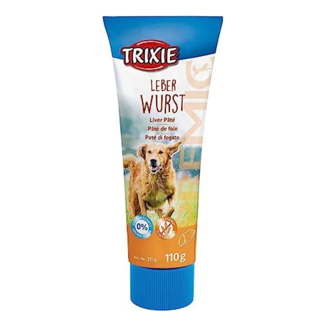 TRIXIE Hundeleckerli PREMIO Hunde-Leberwurst 110g – Premium Leckerlis für Hunde glutenfrei – ohne Getreide & Zucker, schmackhafte Belohnung für Training & Zuhause – 3176