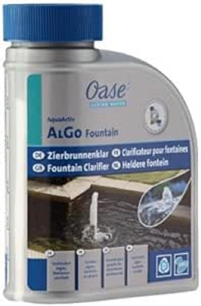 OASE 51278 AquaActiv AlGo Fountain Zierbrunnenklärer, 500 ml – effektiver Zierbrunnenreiniger für Zierbecken / ideal als schnelle Hilfe gegen Algen und Kalk in Dekobrunnen, Zierbrunnen