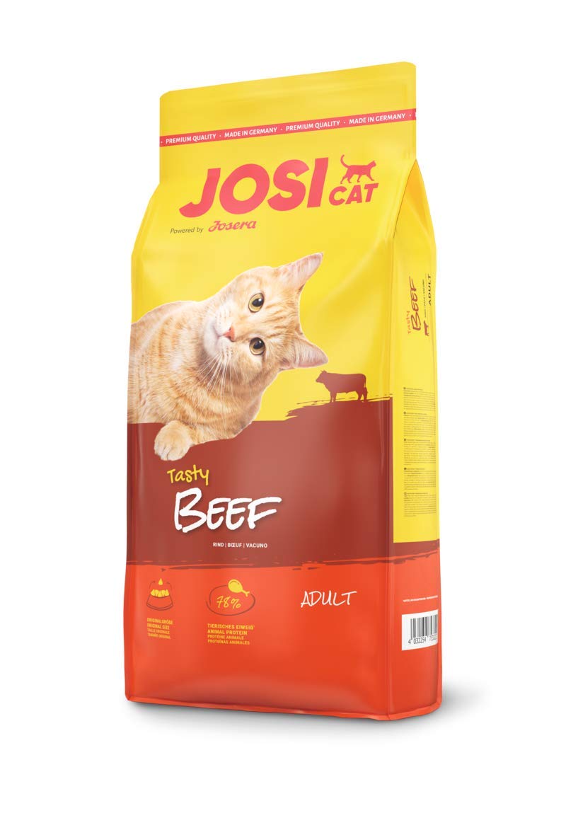 JosiCat Tasty Beef (1 x 10 kg) | Adult | Premium Trockenfutter für Katzen | mit herzhaftem Rind – sehr gut verträgliche Rezeptur | Powered by JOSERA | Katzenfutter | Alleinfuttermittel | 1er Pack