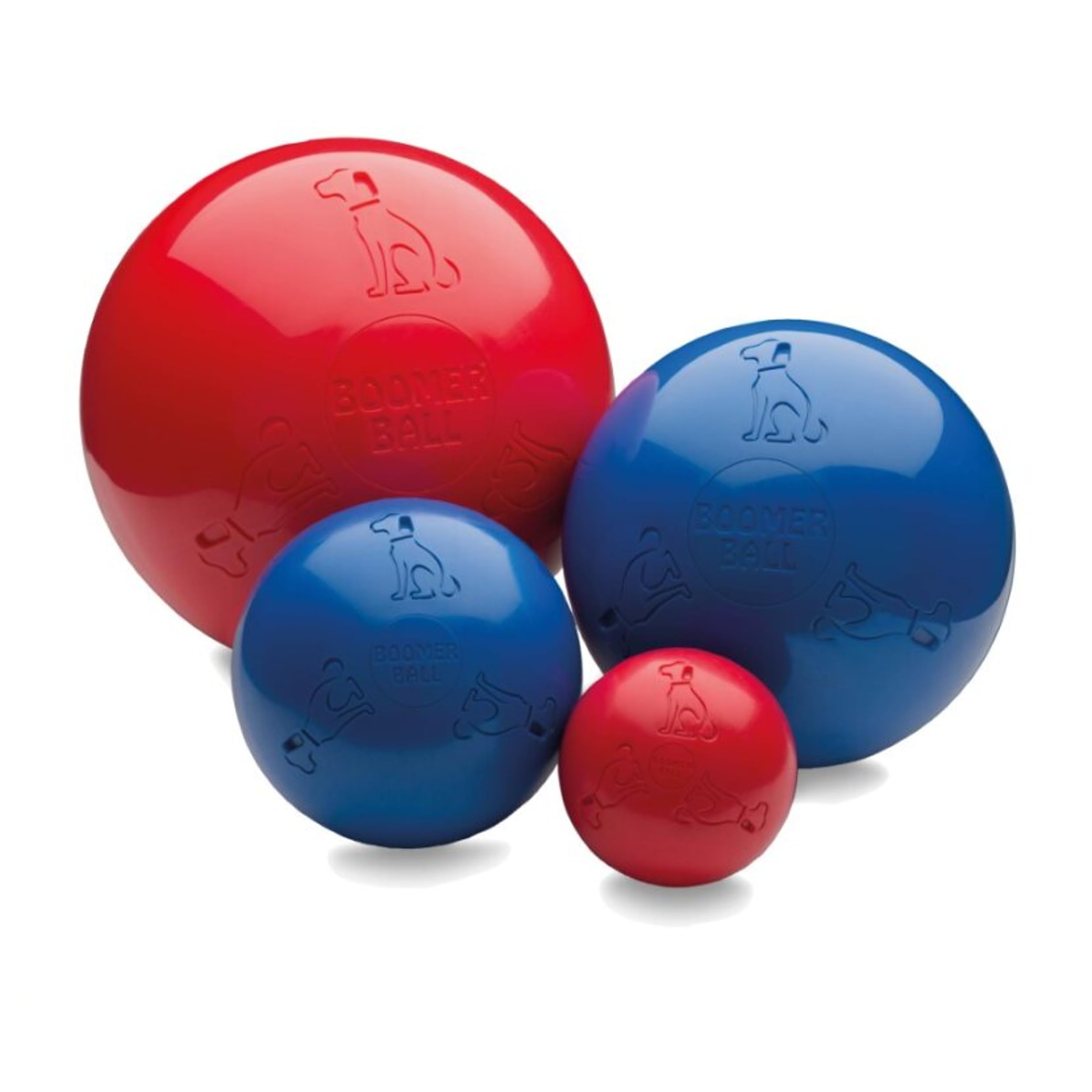 BOOMER BALL – Fast unzerstörbarer Hundeball, schwimmt auf dem Wasser, Ideal für bewegungsfreudige und energiegeladene Hunde, robustes & langlebiges Hundespielzeug (Größe 20cm, Blau oder Rot)