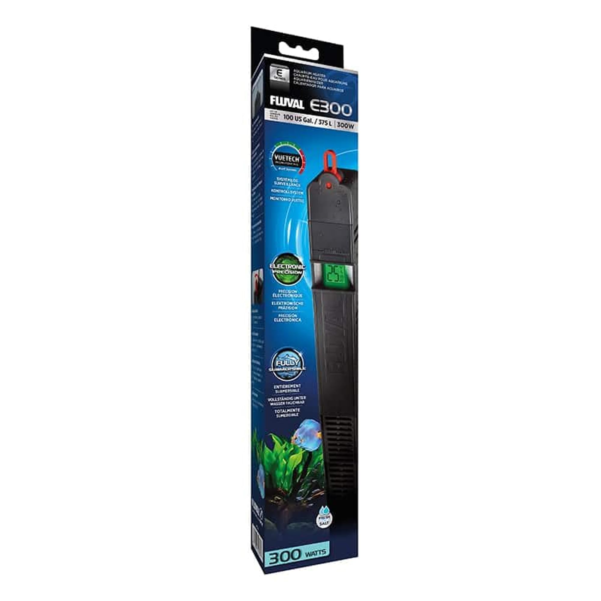 Fluval E-Heizer, Aquarienheizer, für Aquarien bis 375l, 300W