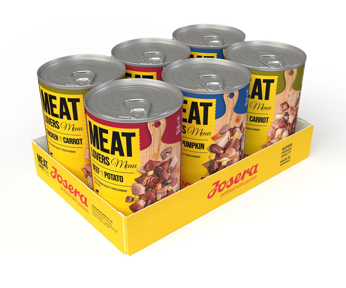 Josera Meat Lovers Menu Multipack | Nassfutter für Hunde | hoher Fleischanteil | getreidefrei | Alleinfuttermittel | 6x400g