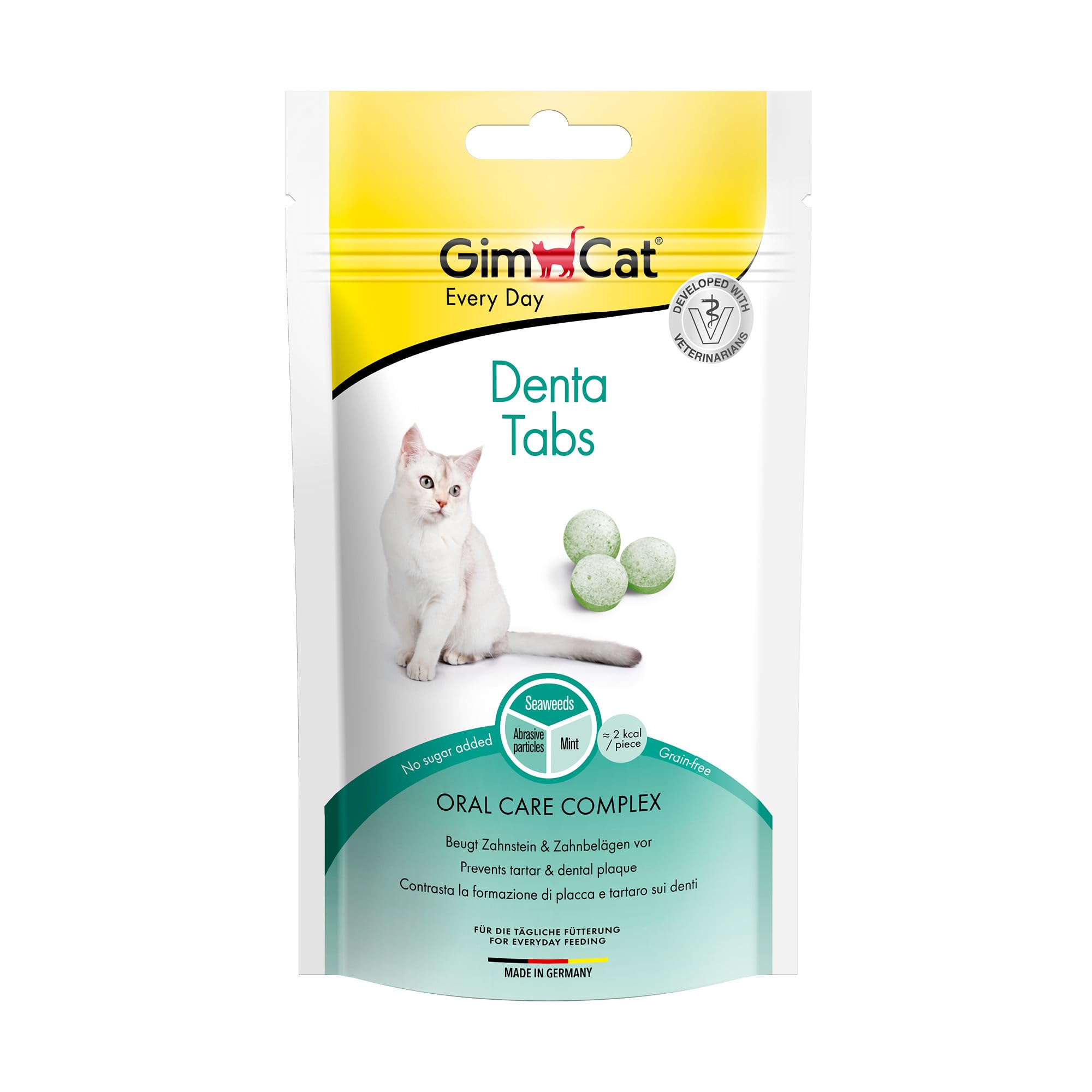 GimCat Denta Tabs – Funktionaler Katzensnack unterstützt die Zahnpflege – 8er Pack (8 x 40 g)