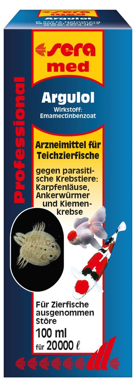 sera 43081 med Professional Argulol 100ml für 20.000 Liter – Arzneimittel für Teichfische gegen parasitische Krebstiere, wie Karpfenläuse, Ankerwürmer und Kiemenkrebse