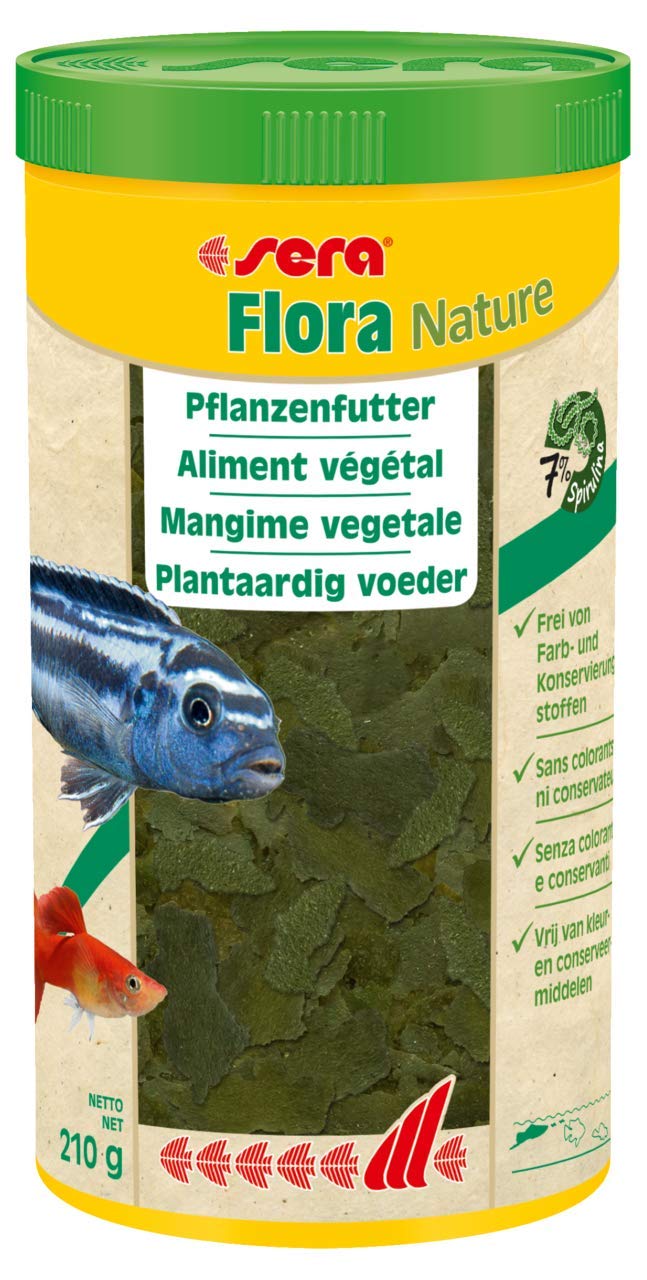 sera Flora Nature 1000 ml Pflanzenfutter aus Flocken mit ballaststoff- & carotinoidreichen Inhaltsstoffen, Flockenfutter fürs Aquarium, Fischfutter mit hoher Futterverwertbarkeit, somit weniger Algen