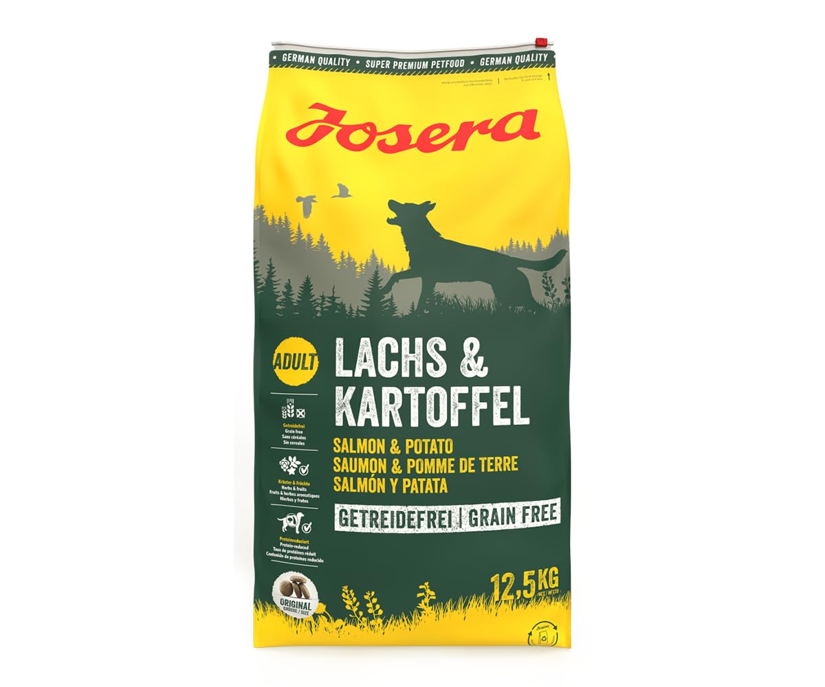 JOSERA Lachs & Kartoffel (1 x 12,5 kg) | Adult | Premium Trockenfutter für ausgewachsene Hunde | Kartoffel & Lachs als einzige tierische Proteinquelle | getreidefrei | Hundefutter| 1er Pack