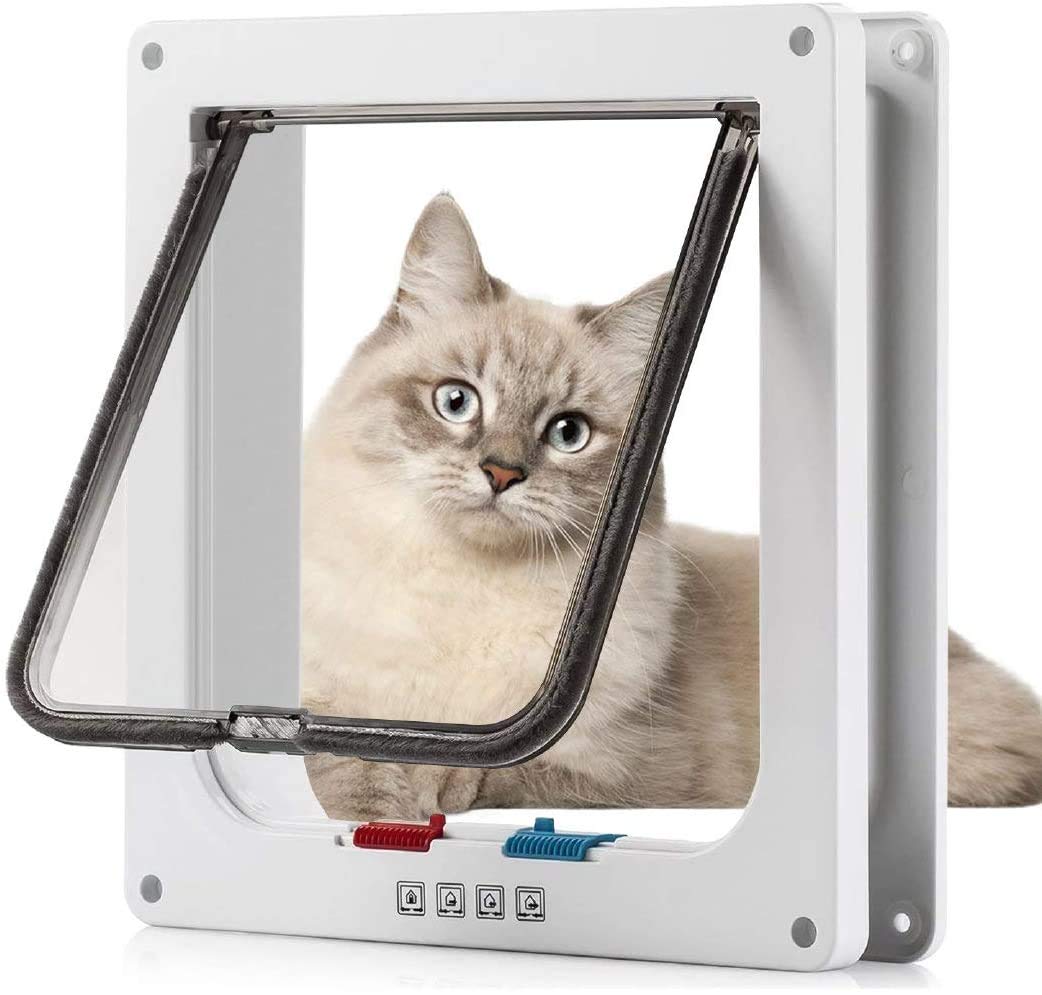 Sailnovo Katzenklappe Hundeklappe 4 Wege Magnet-Verschluss für Katzen, 19 * 20 * 2cm Hundetür Katzentür Haustierklappe Haustiertür, Installieren Leicht mit Teleskoprahmen Cat Flap Klappe…