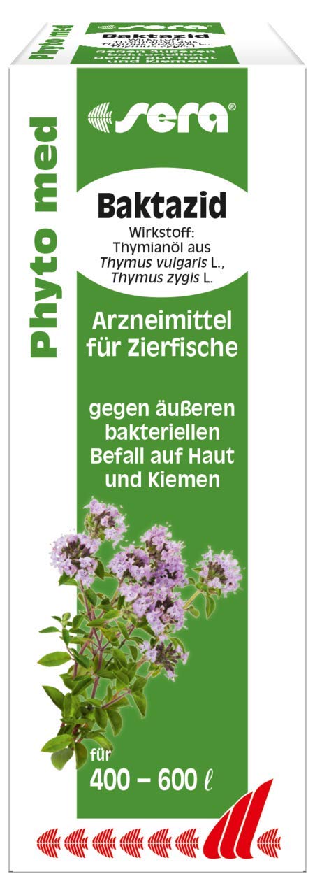 sera Phyto med Baktazid 30 ml – pflanzliches Arzneimittel gegen äußeren bakteriellen Befall auf Haut und Kiemen