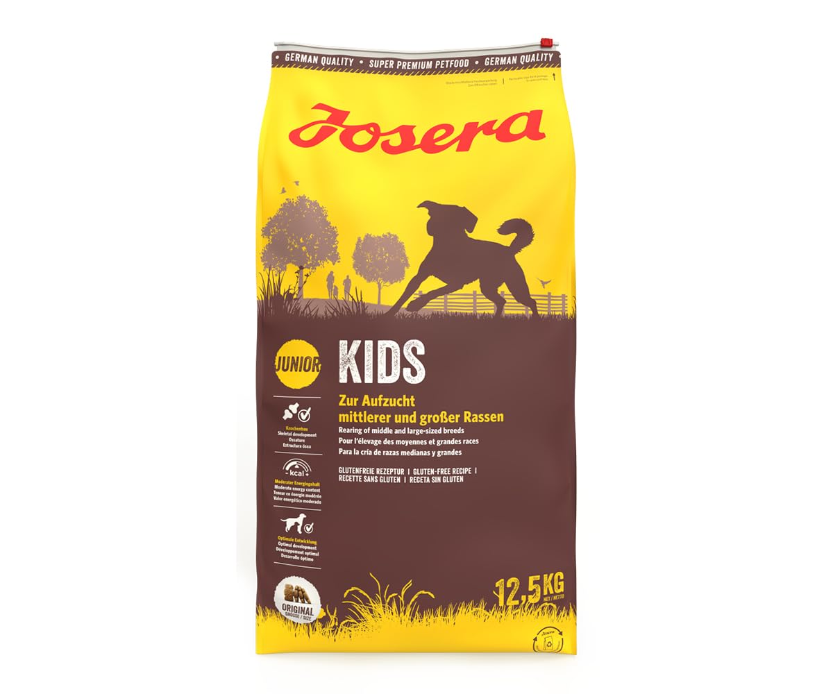 JOSERA Kids (1 x 12,5 kg) | Junior | Premium Trockenfutter für wachsende Hunde | Geflügel & Reis | zur Aufzucht größerer Hunde ab der 6. Lebenswoche | weizenfrei | Hundefutter | 1er Pack