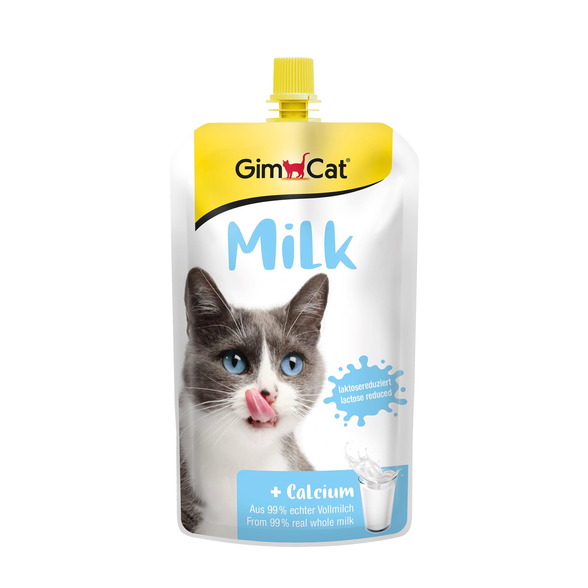 GimCat Milk – Katzenmilch aus echter laktosereduzierter Vollmilch mit Calcium für gesunde Knochen – 1 Beutel (1 x 200 ml)