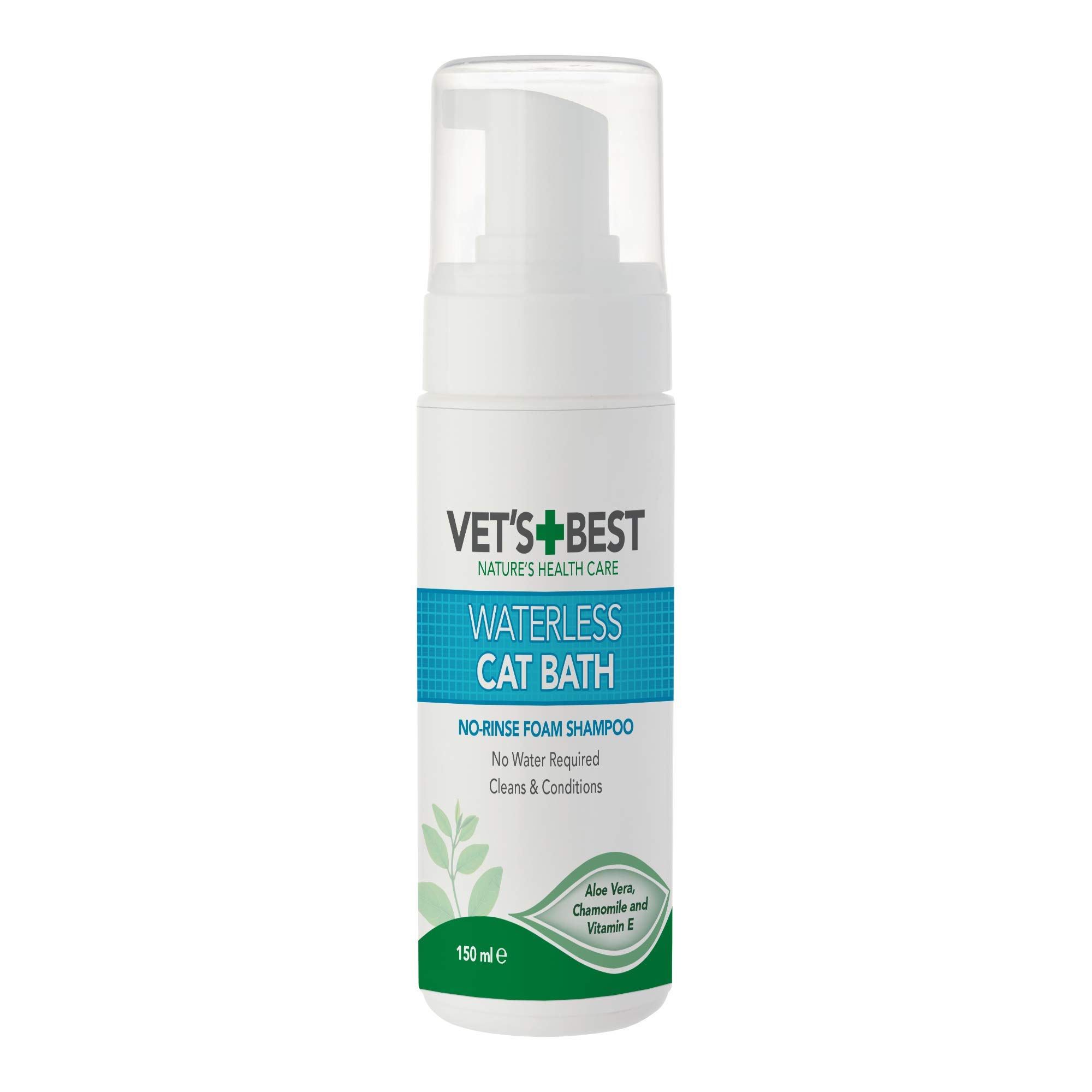 Vet’s Best Wasserloses Katzenbad, Nicht ausspülen Wasserloses Trockenshampoo für Katzen 150ml