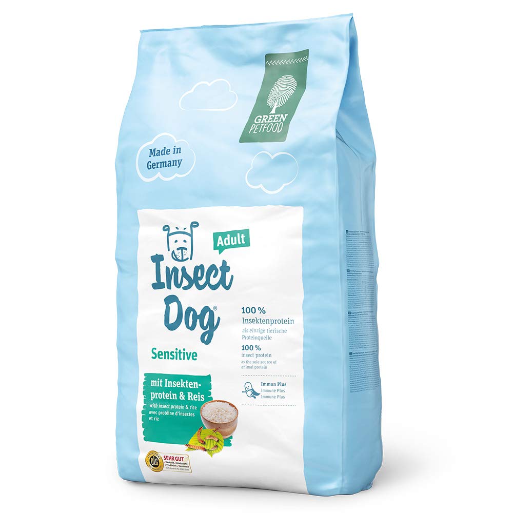 Green Petfood InsectDog Sensitive (1 x 10 kg) | Adult | Premium Trockenfutter für ausgewachsene Sensible Hunde | Insektenprotein als einziges tierisches Protein | weizenfrei | Hundefutter | 1er Pack