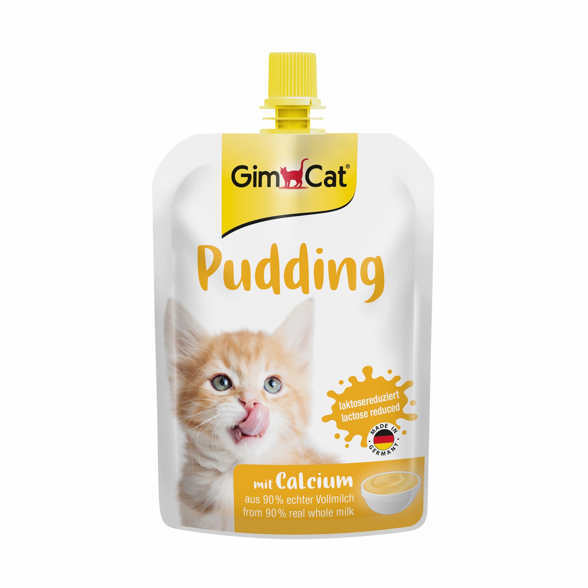 GimCat Pudding mit Calcium – Katzensnack aus echter laktosereduzierter Vollmilch für gesunde Knochen – 1 Beutel (1 x 150 g)